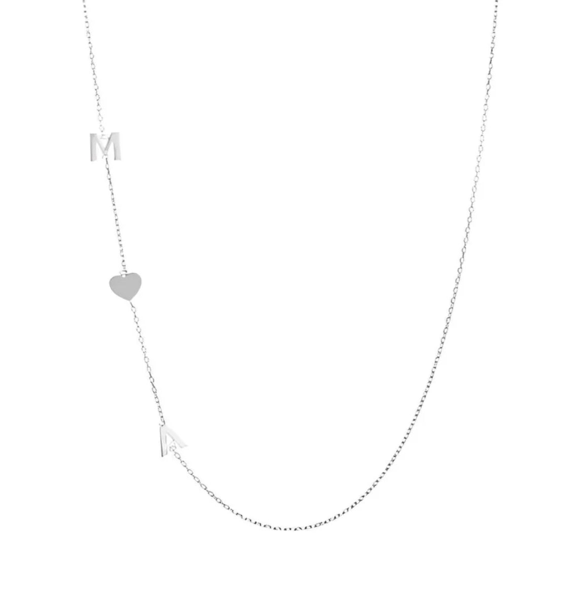 Collar Doble Inicial Corazón Plata