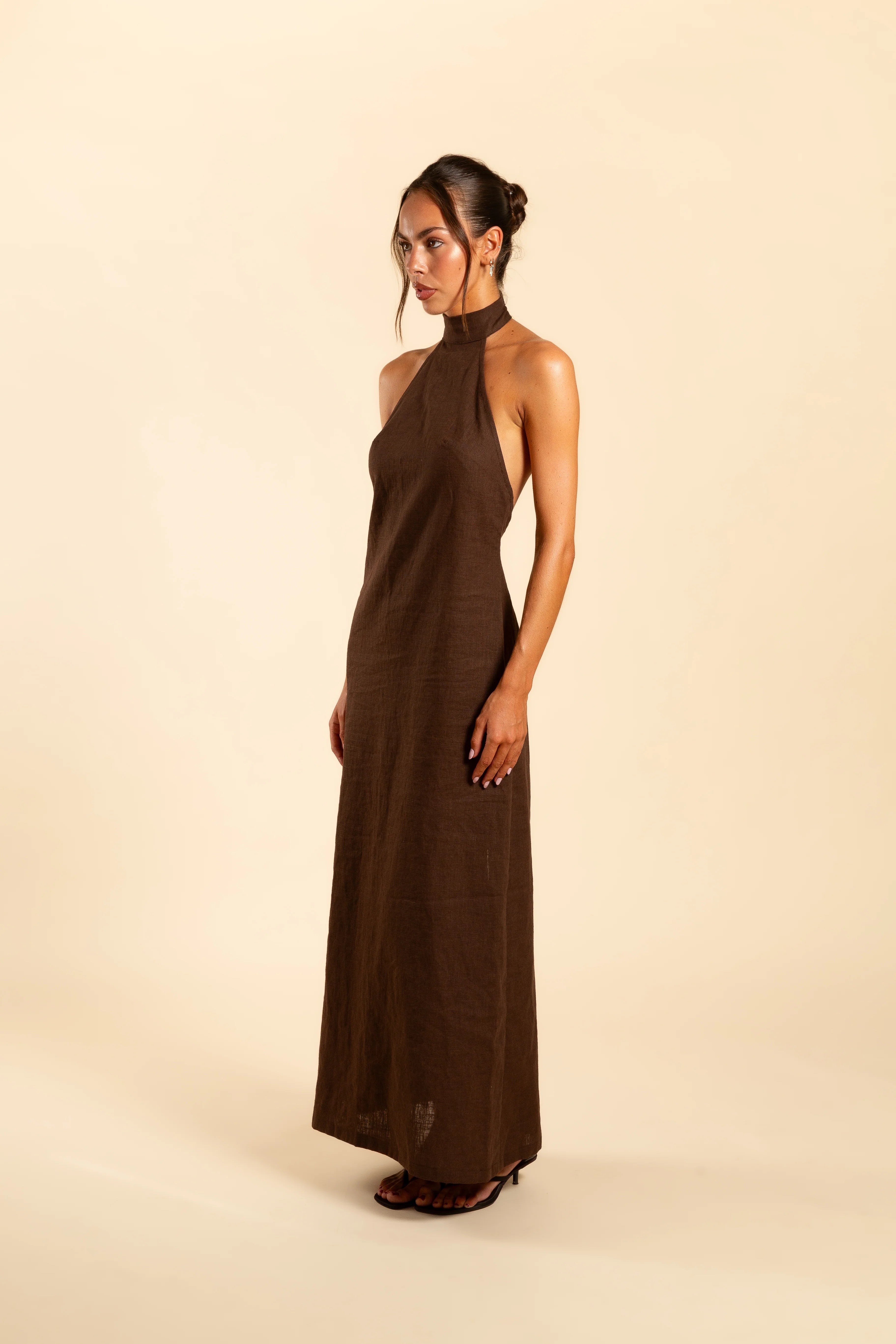 Vestido Lino Marrón