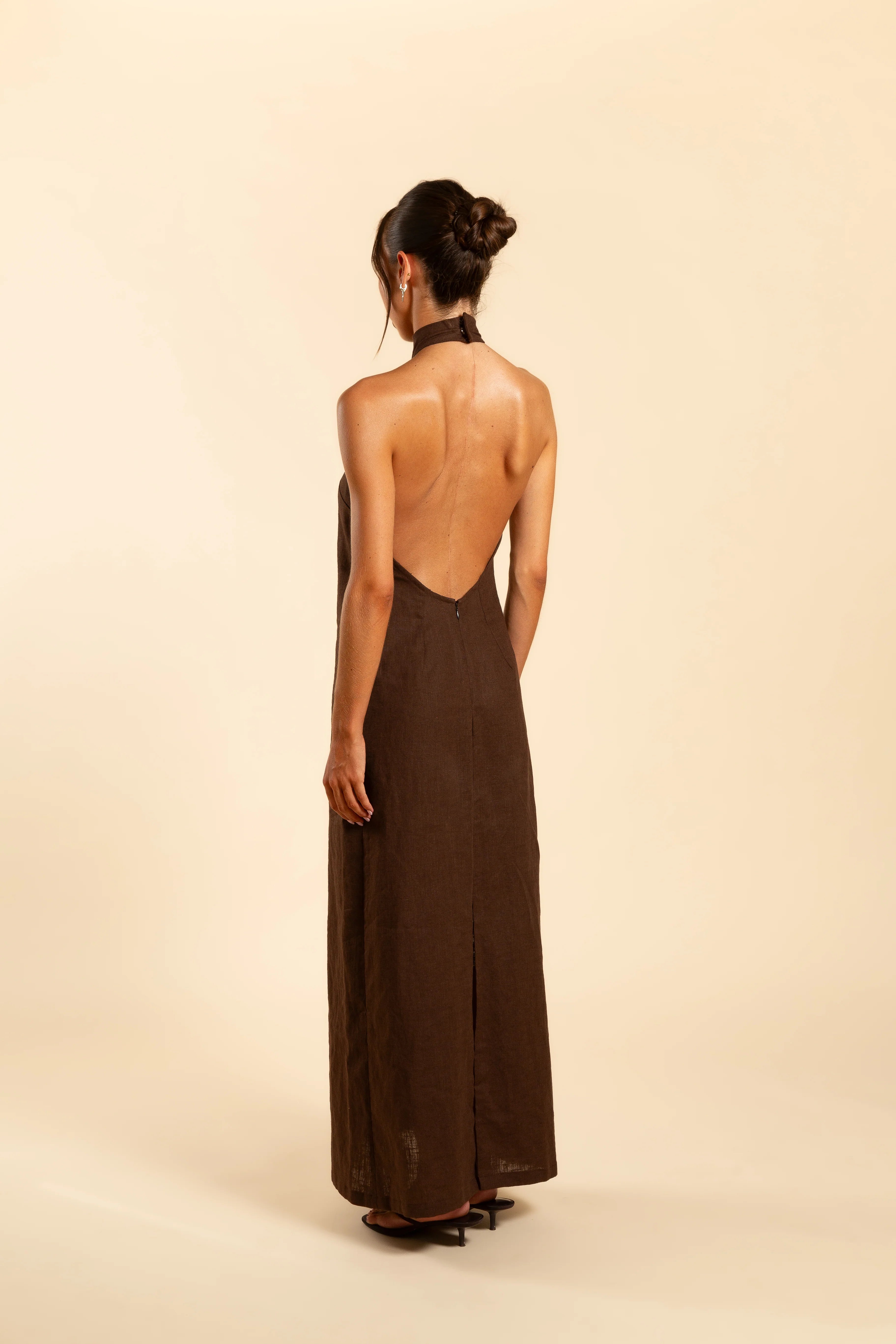 Vestido Lino Marrón