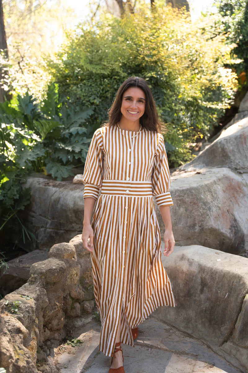 Vestido Rayas Ocre