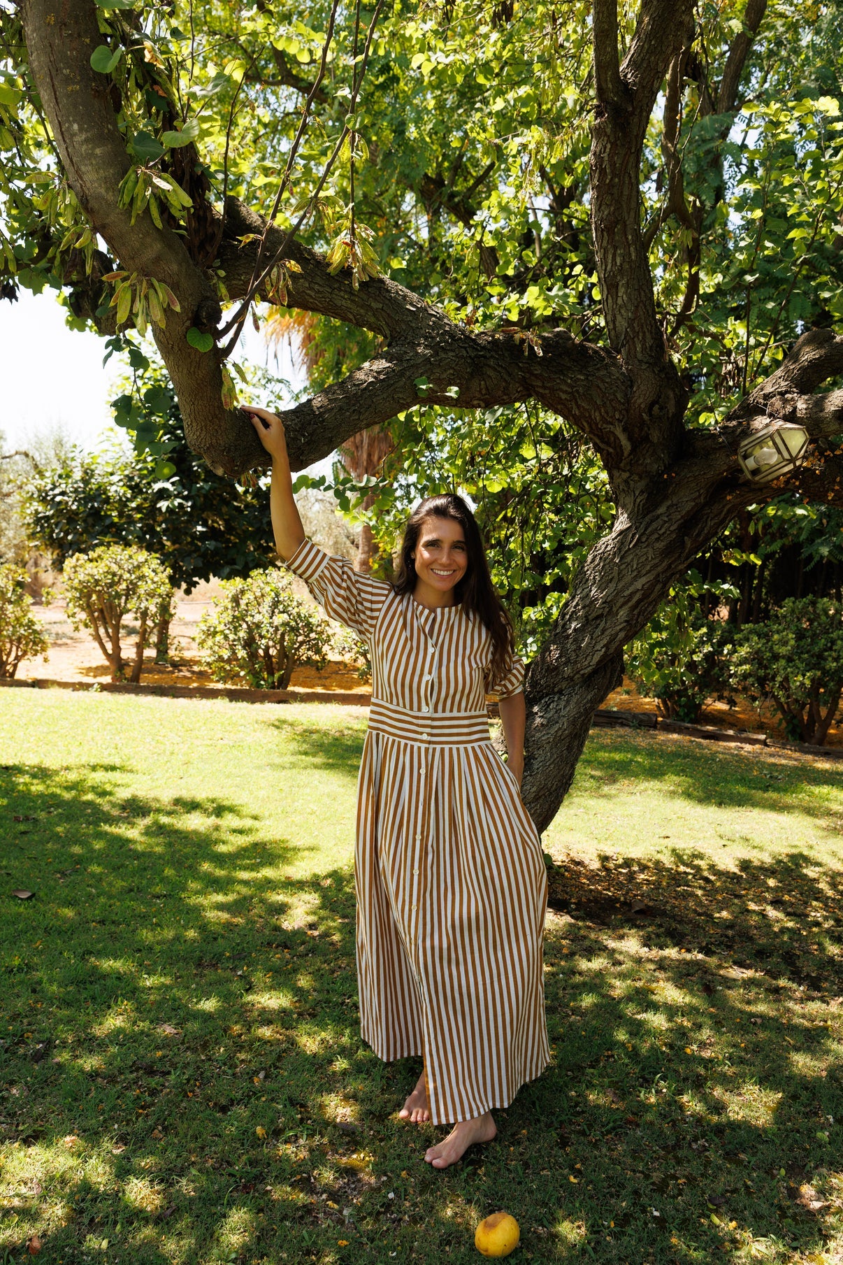 Vestido Rayas Ocre