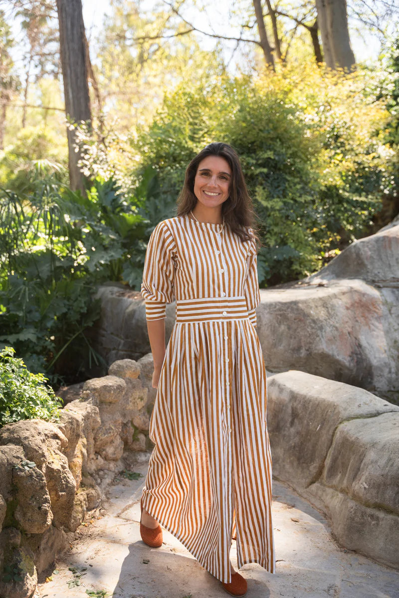Vestido Rayas Ocre