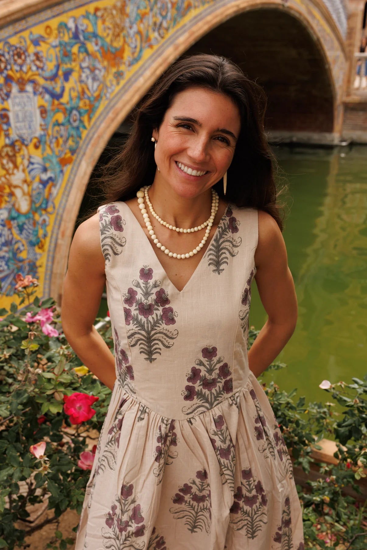 Vestido Estampado Morado y Gris