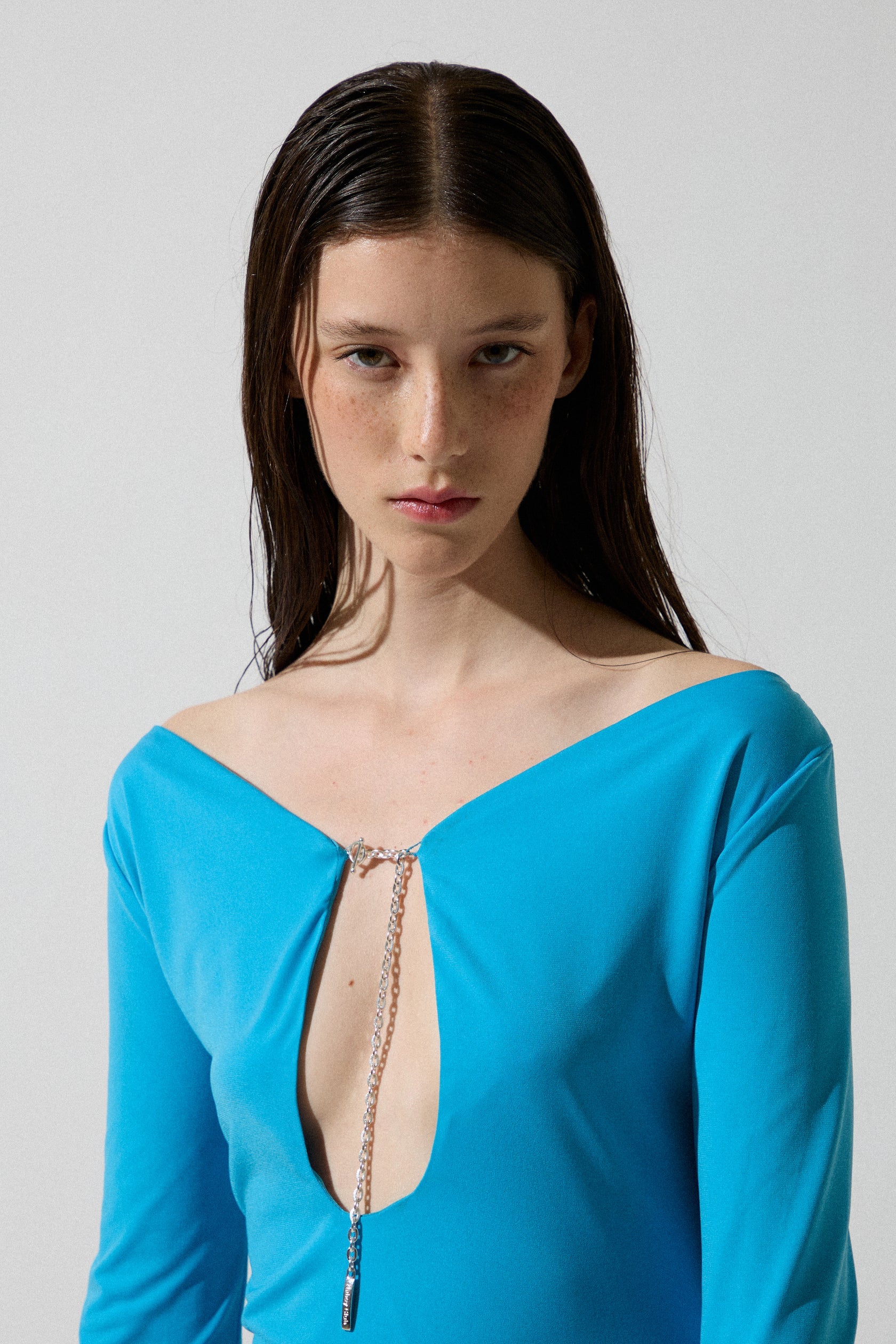 Blue Blouse With Chain Detail