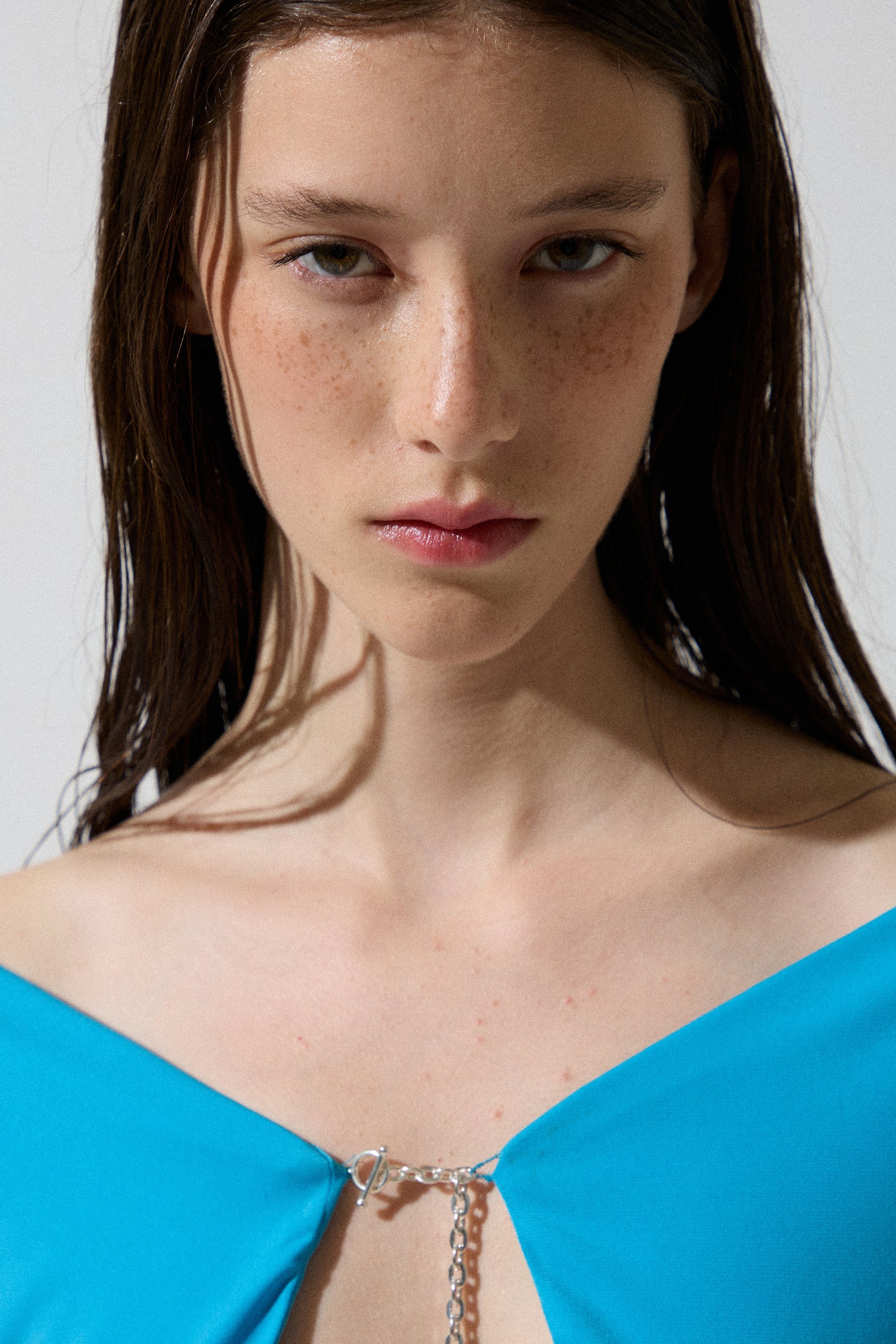 Blue Blouse With Chain Detail