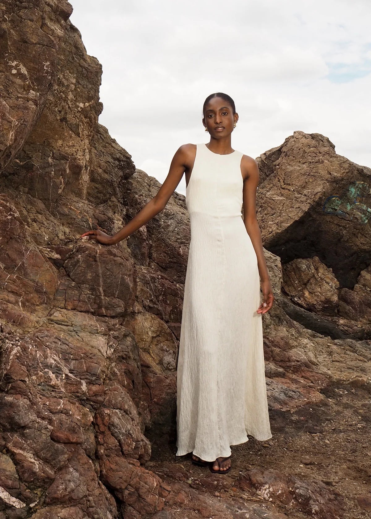 Vestido Lira Pleated Crema