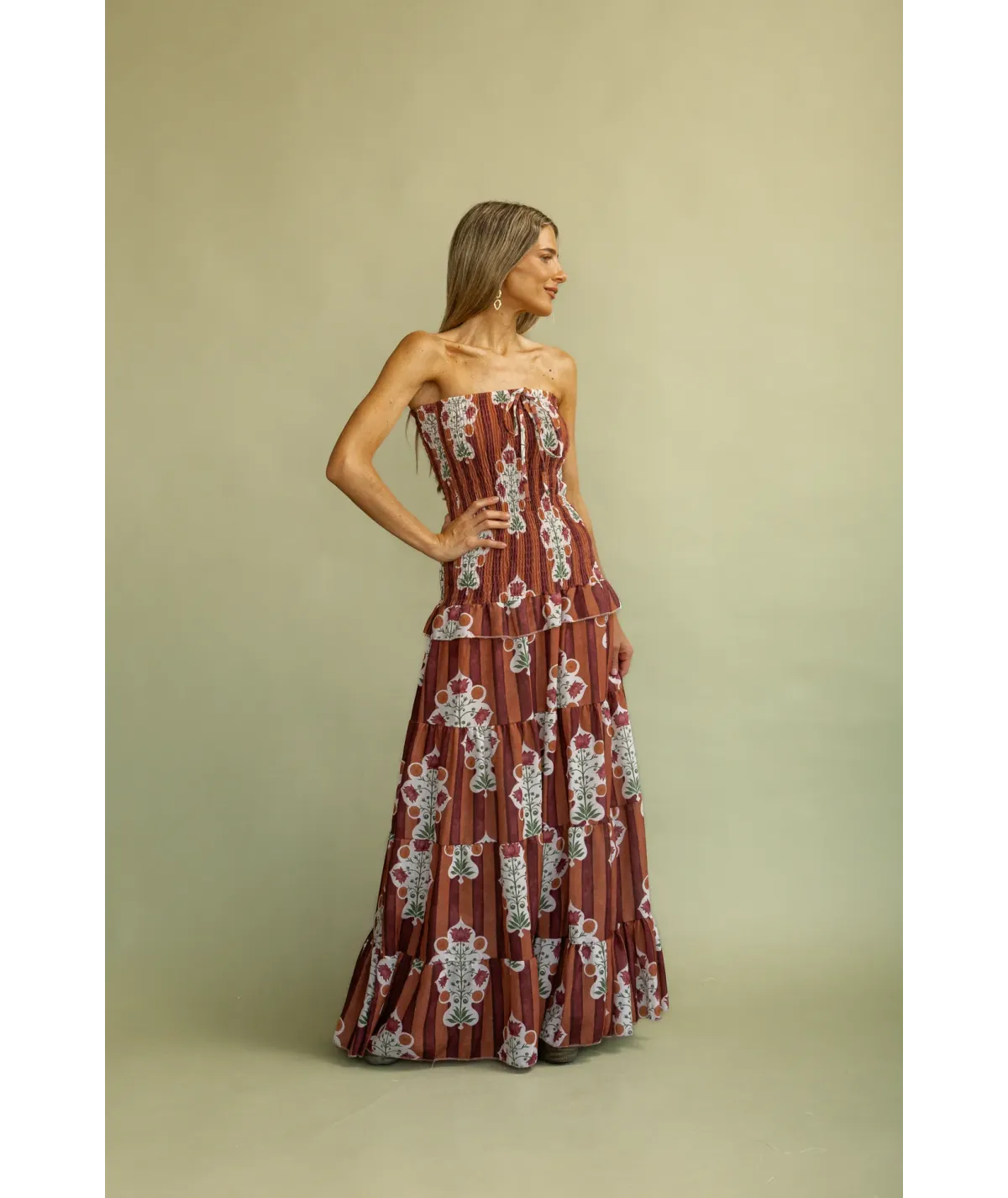 Vestido Trieste Marrón y Teja