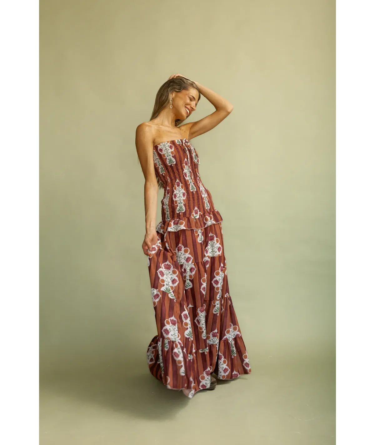 Vestido Trieste Marrón y Teja