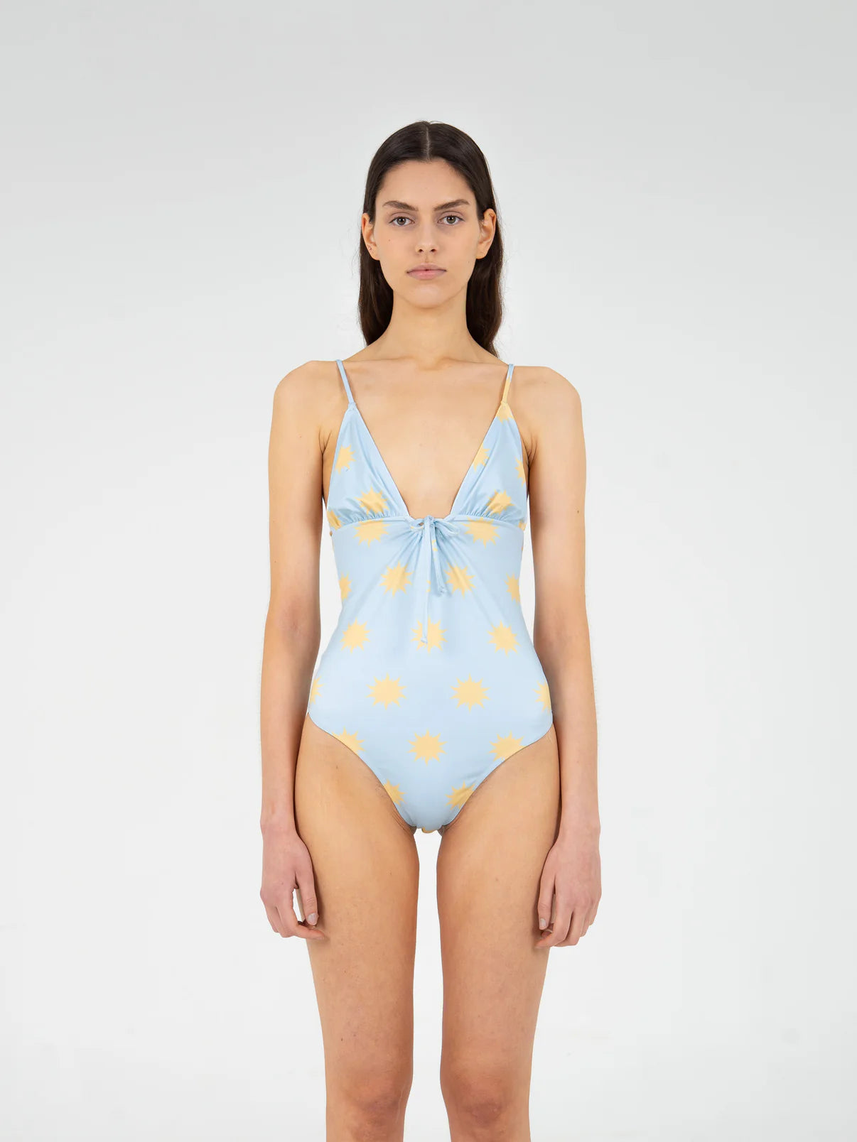 ILLUSION SUN-PRINTED BLUE SWIMSUIT