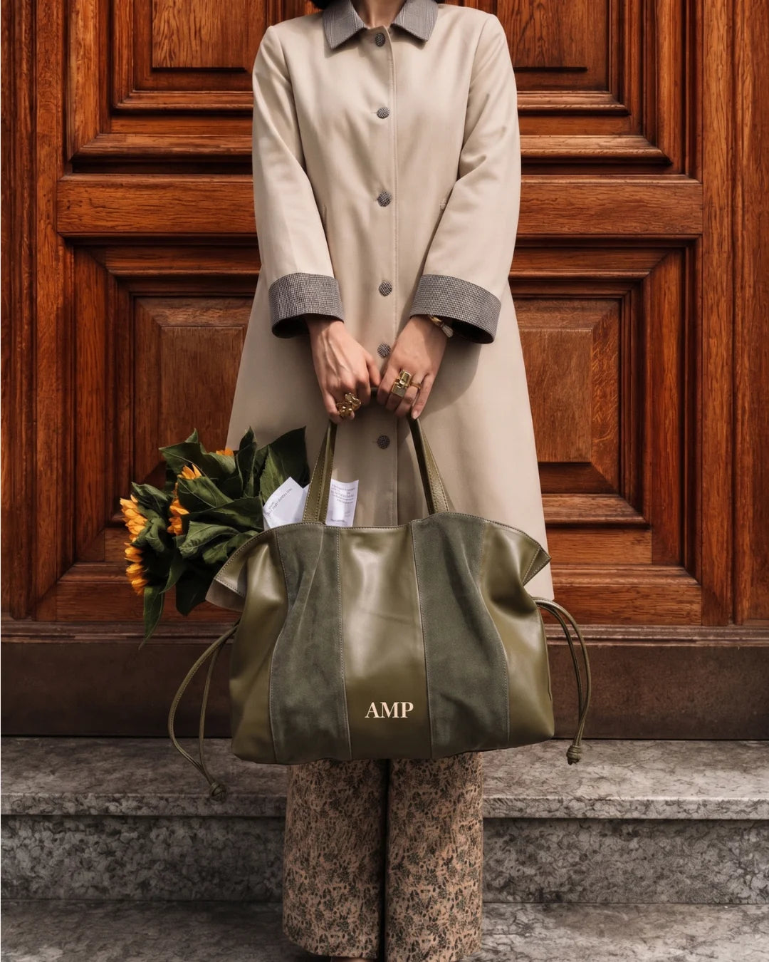 Bolso Big Martina Ante Green Stripes