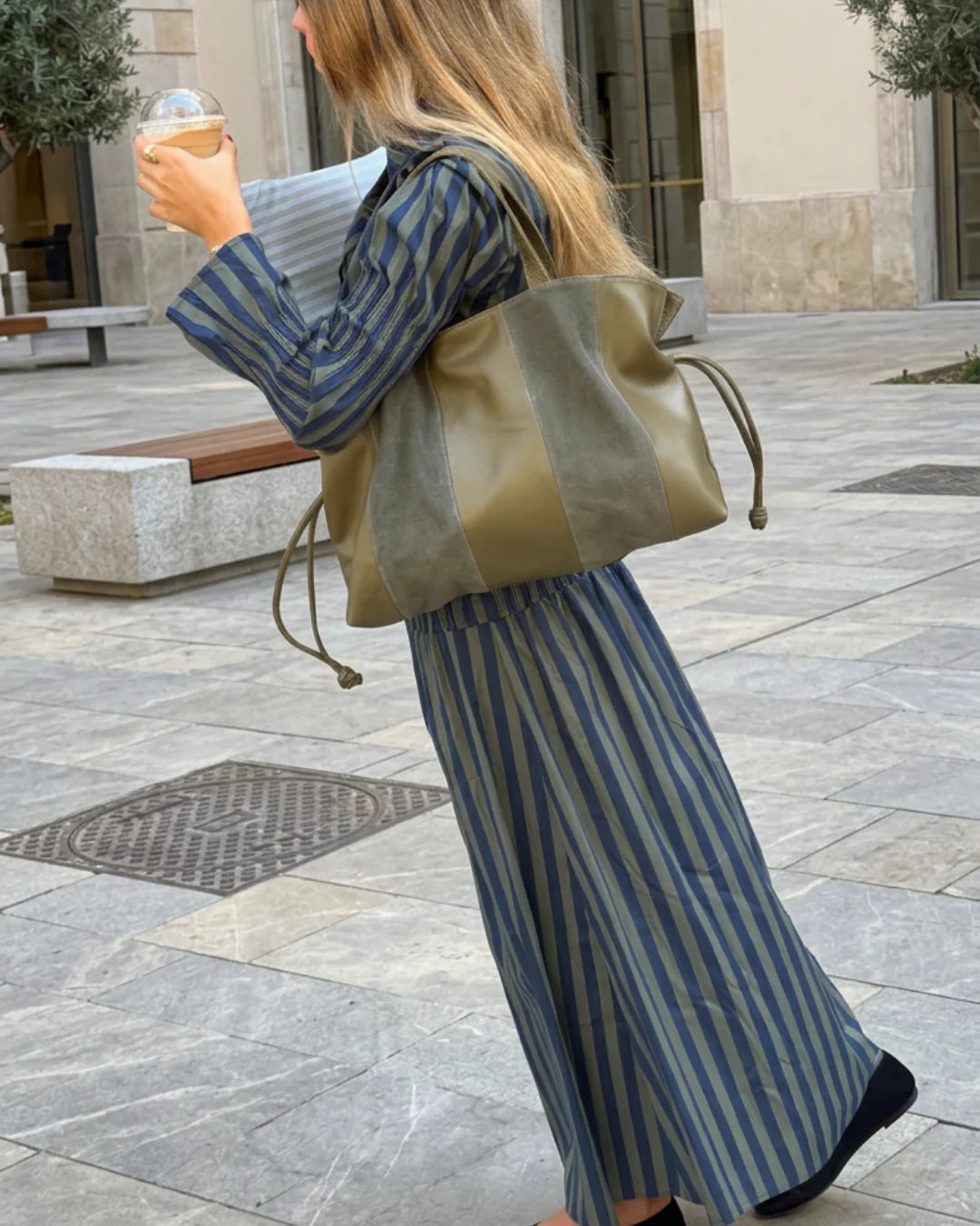 Bolso Big Martina Ante Green Stripes