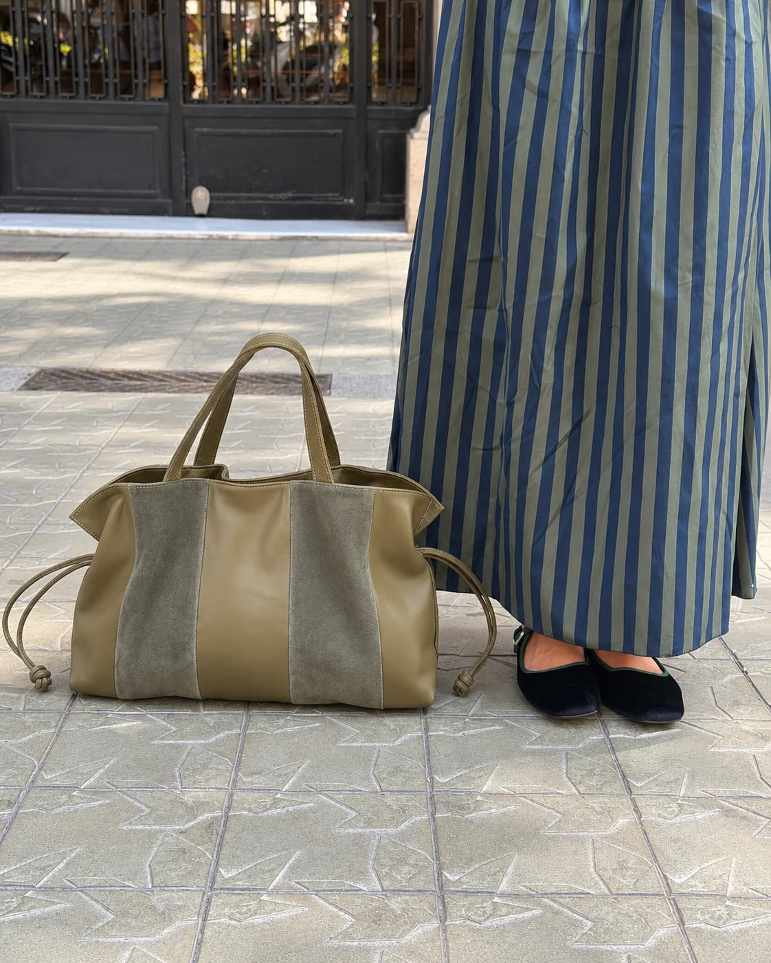 Bolso Big Martina Ante Green Stripes