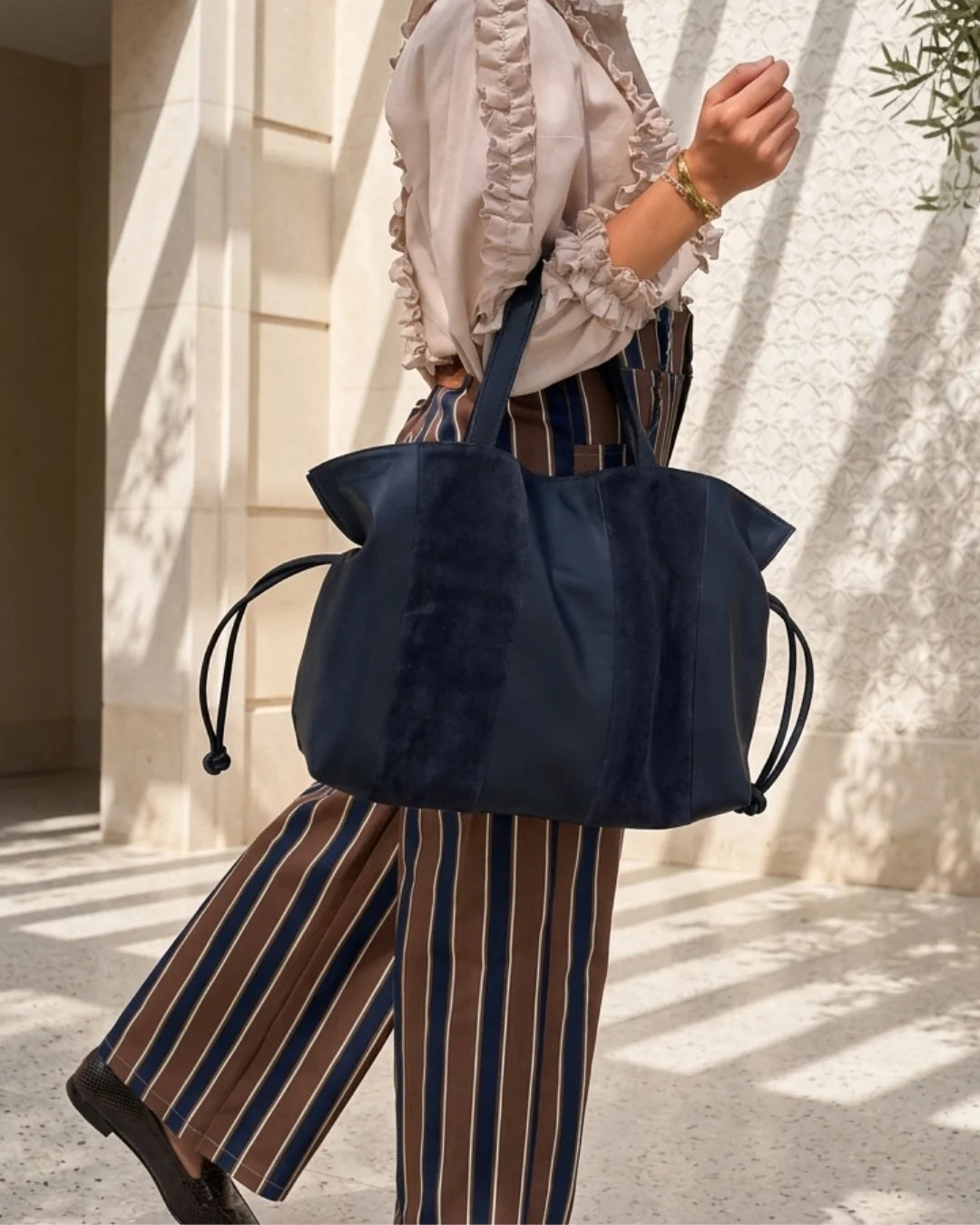Bolso Big Martina Ante Blue Stripes