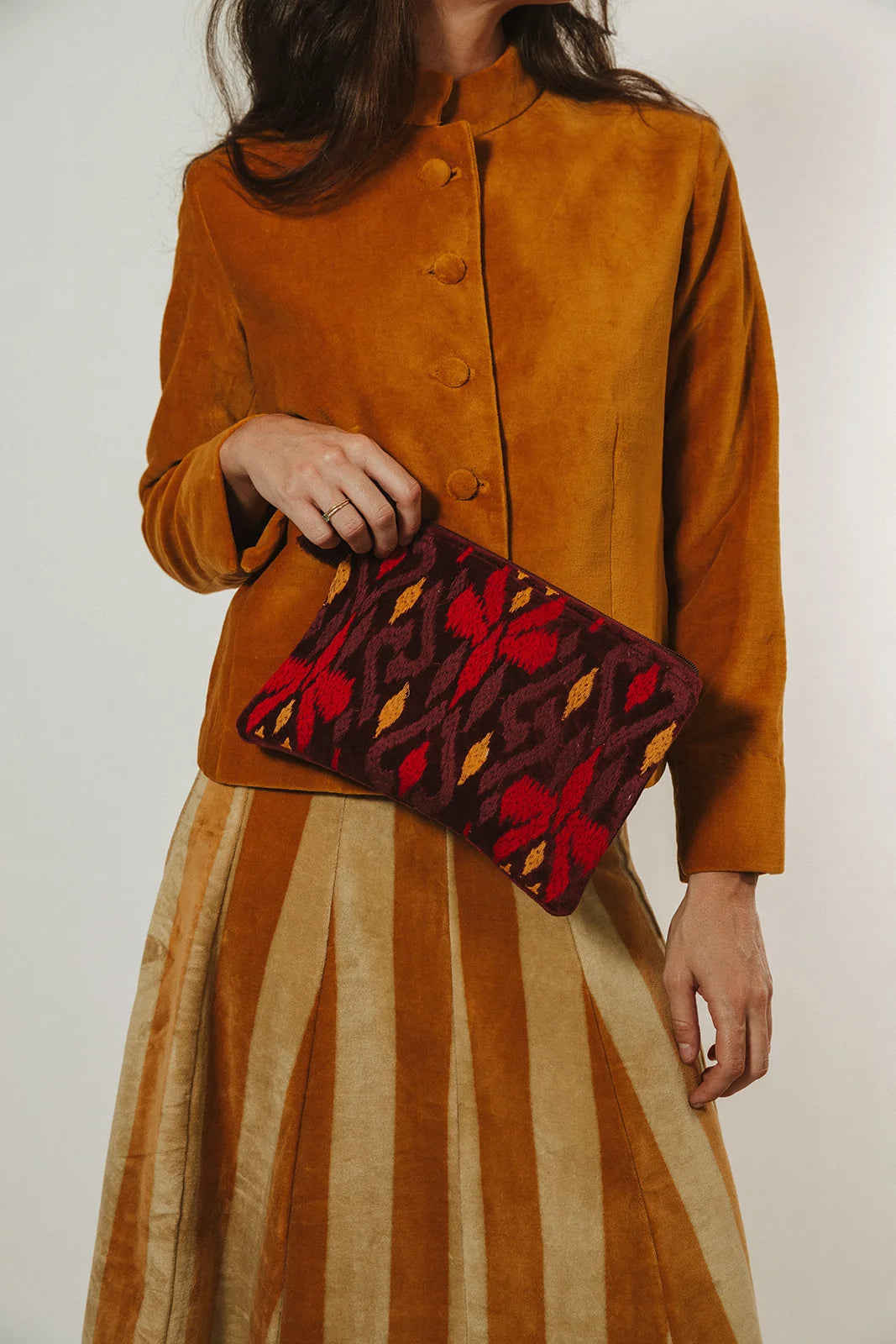 Falda de Terciopelo Rayas Ocre