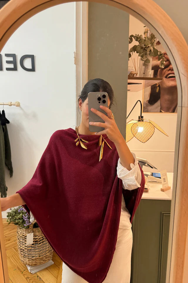 Poncho Laine Burgundy