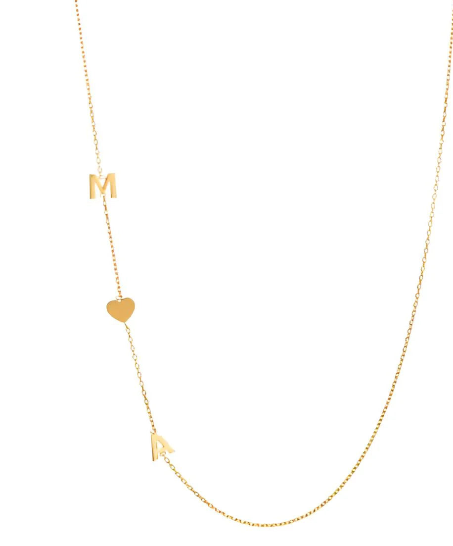 Collar Doble Inicial Corazón Oro 18K