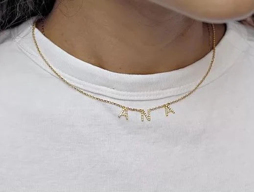 Collar Nombre Oro 9k Circonitas