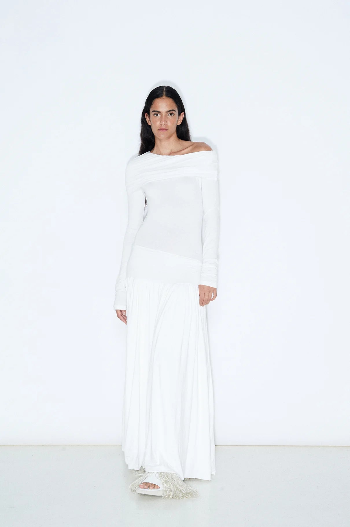 White Knitted Midi Dress