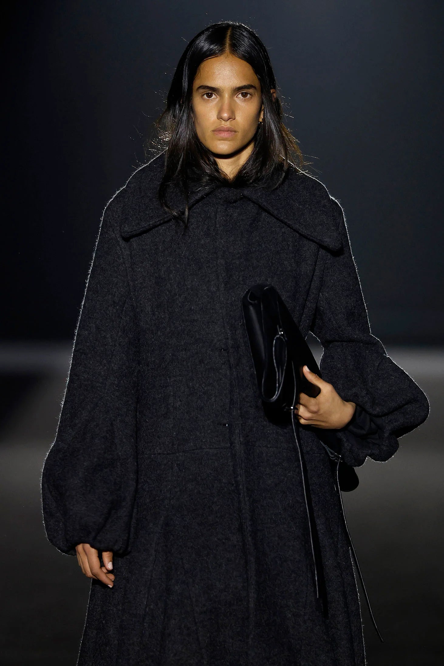 Black Wool Volume Coat