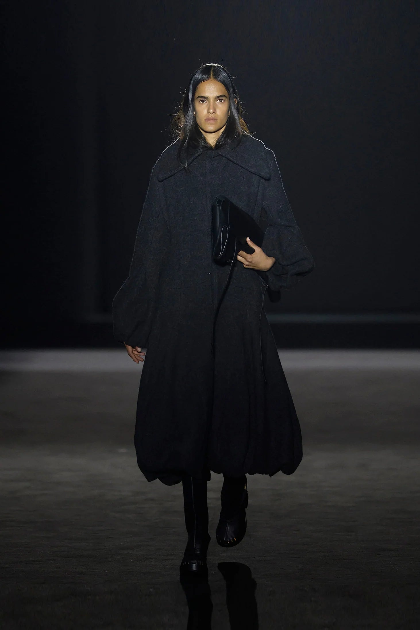 Black Wool Volume Coat