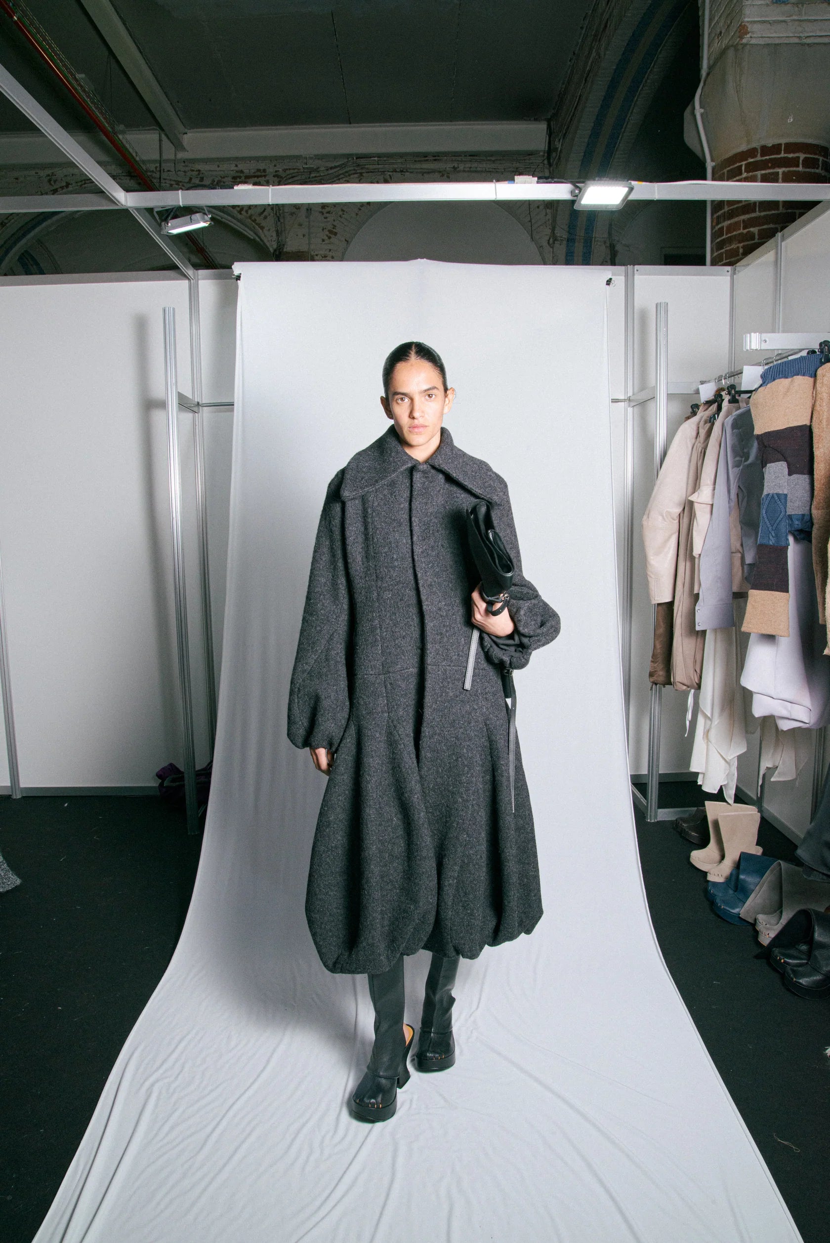 Black Wool Volume Coat