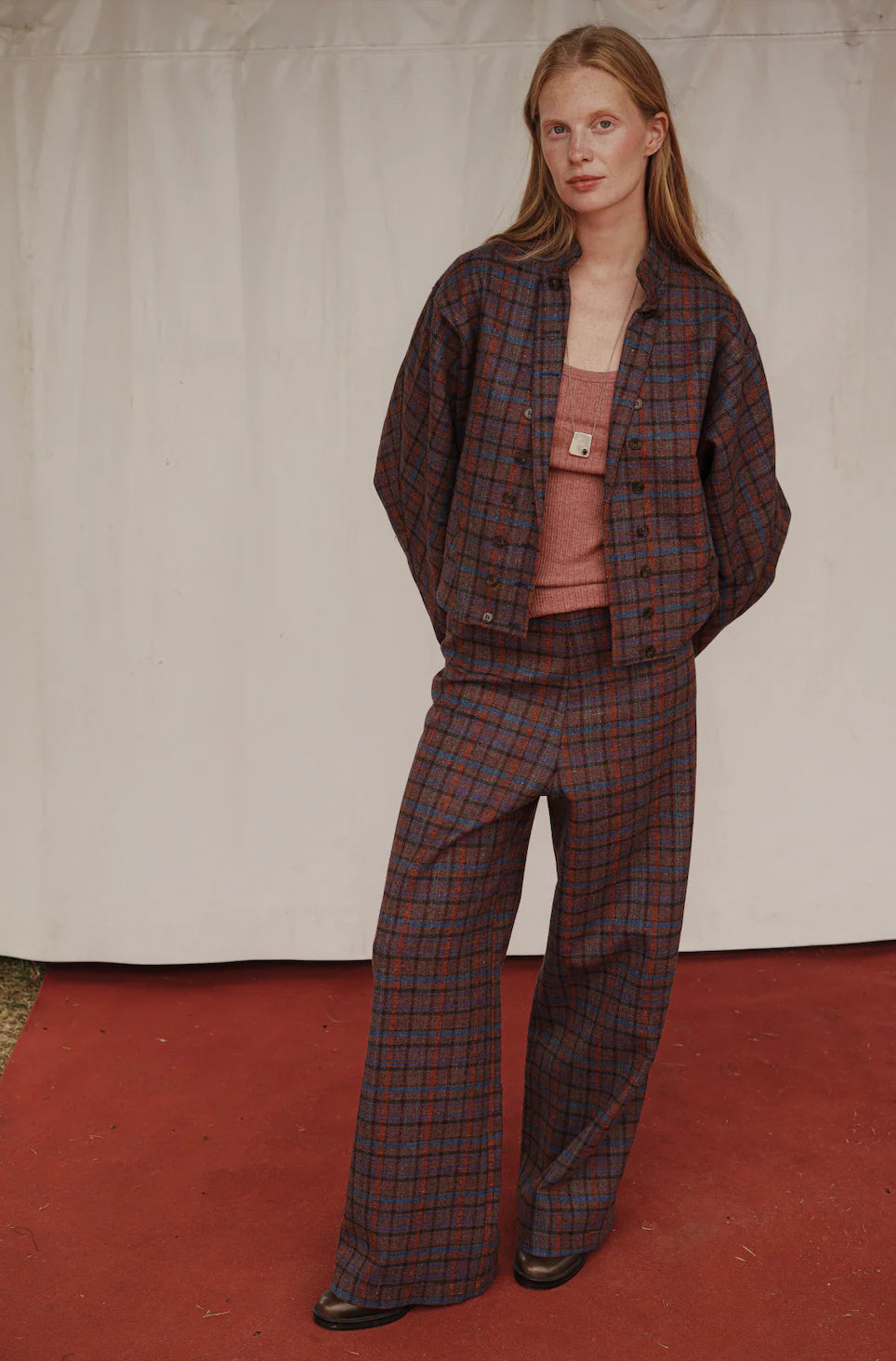 Pantalón Monkey Cuadros Granate