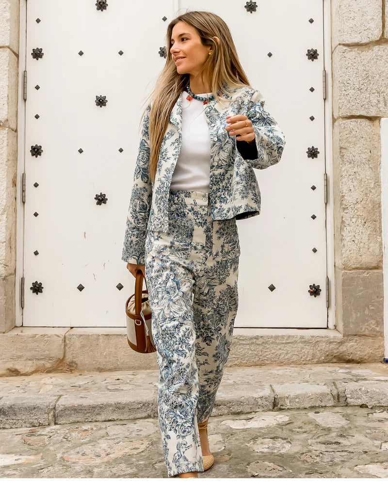 Pantalón Toile de Jouy Azul