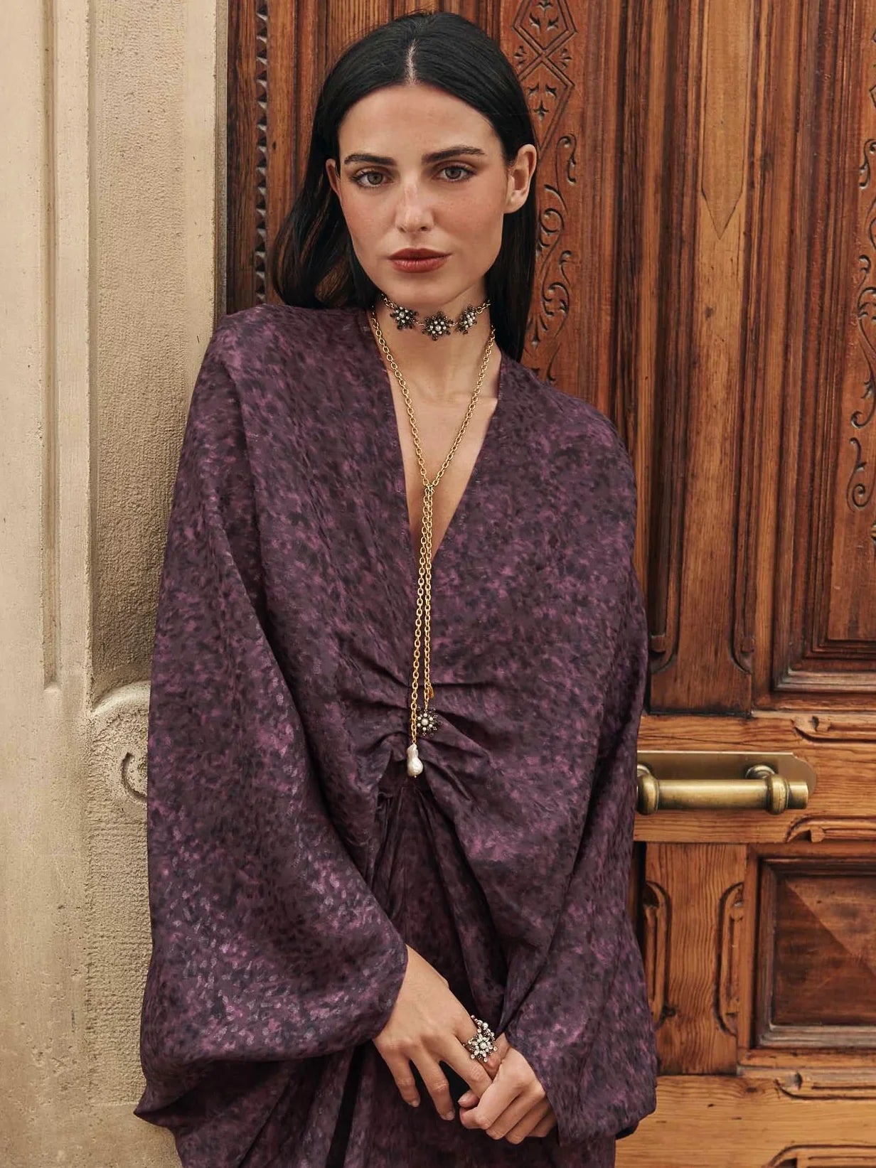 Collar RAÍCES Multiposición Estrella Emperlada & Perla Tono Oscuro