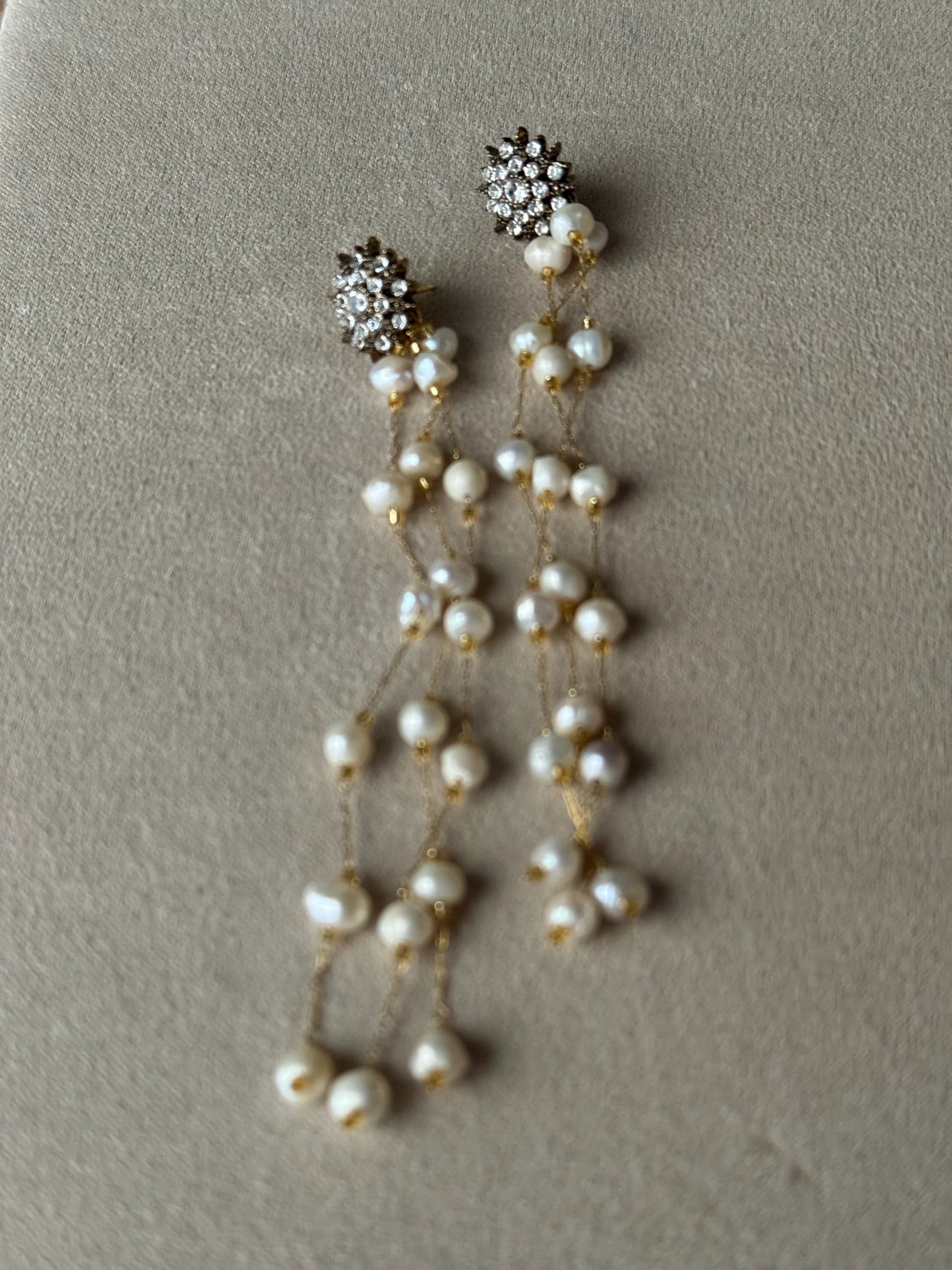 Pendientes Raíces "Lágrimas de Perlas" desmontables