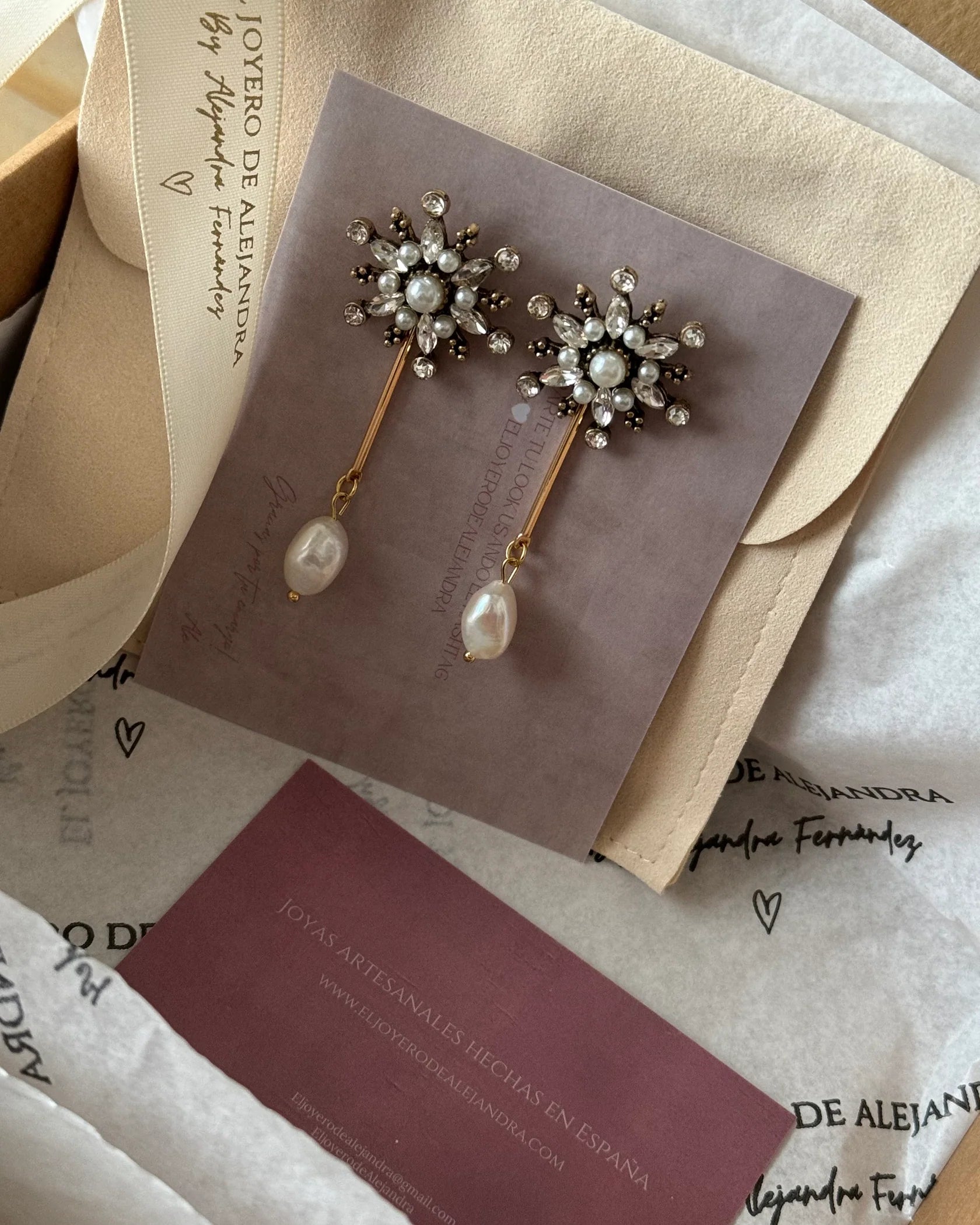 Pendientes RAÍCES Estrella Emperlada Desmontables Claro