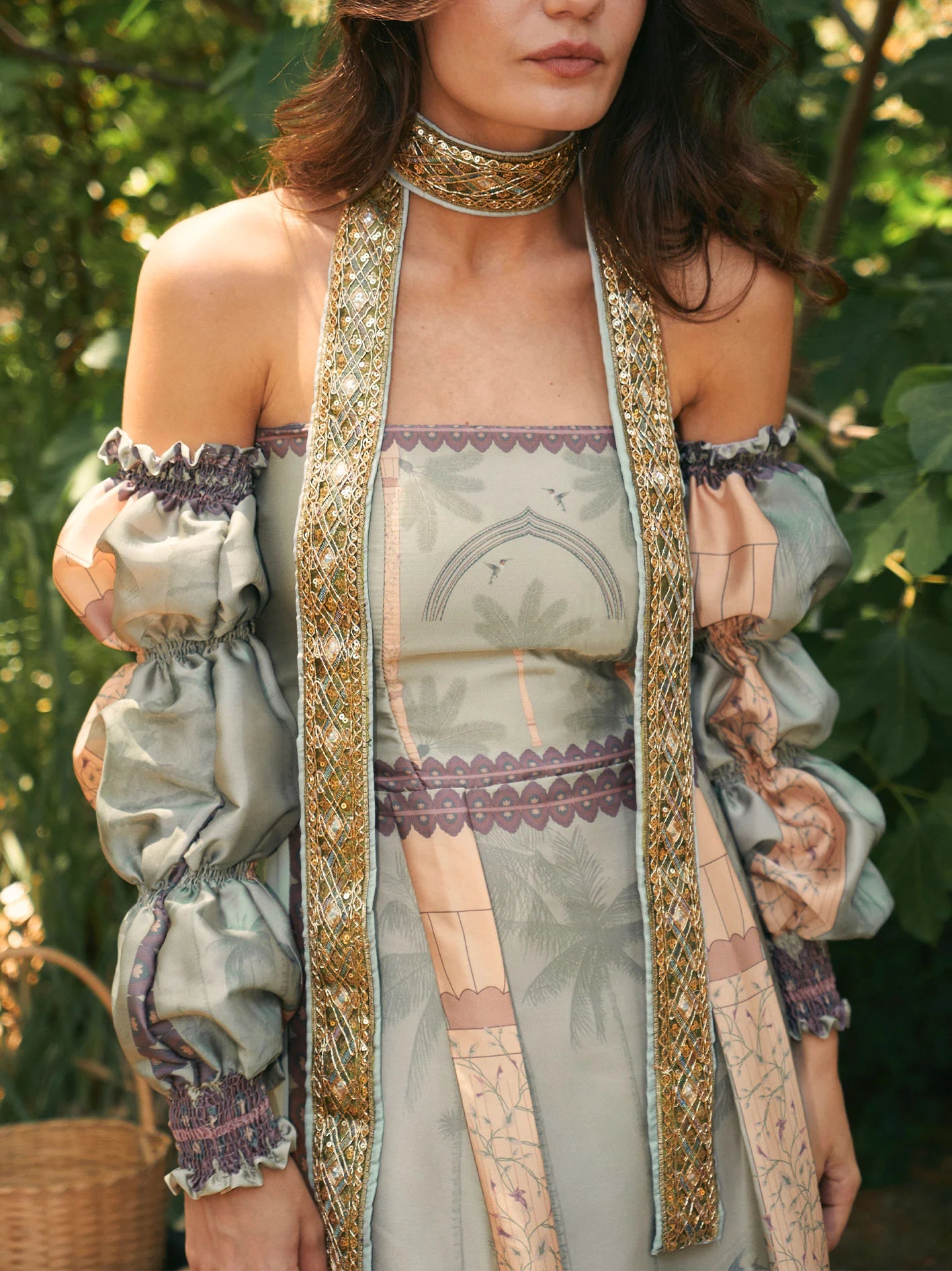 Vestido Brillo entre Palmeras Pistacho