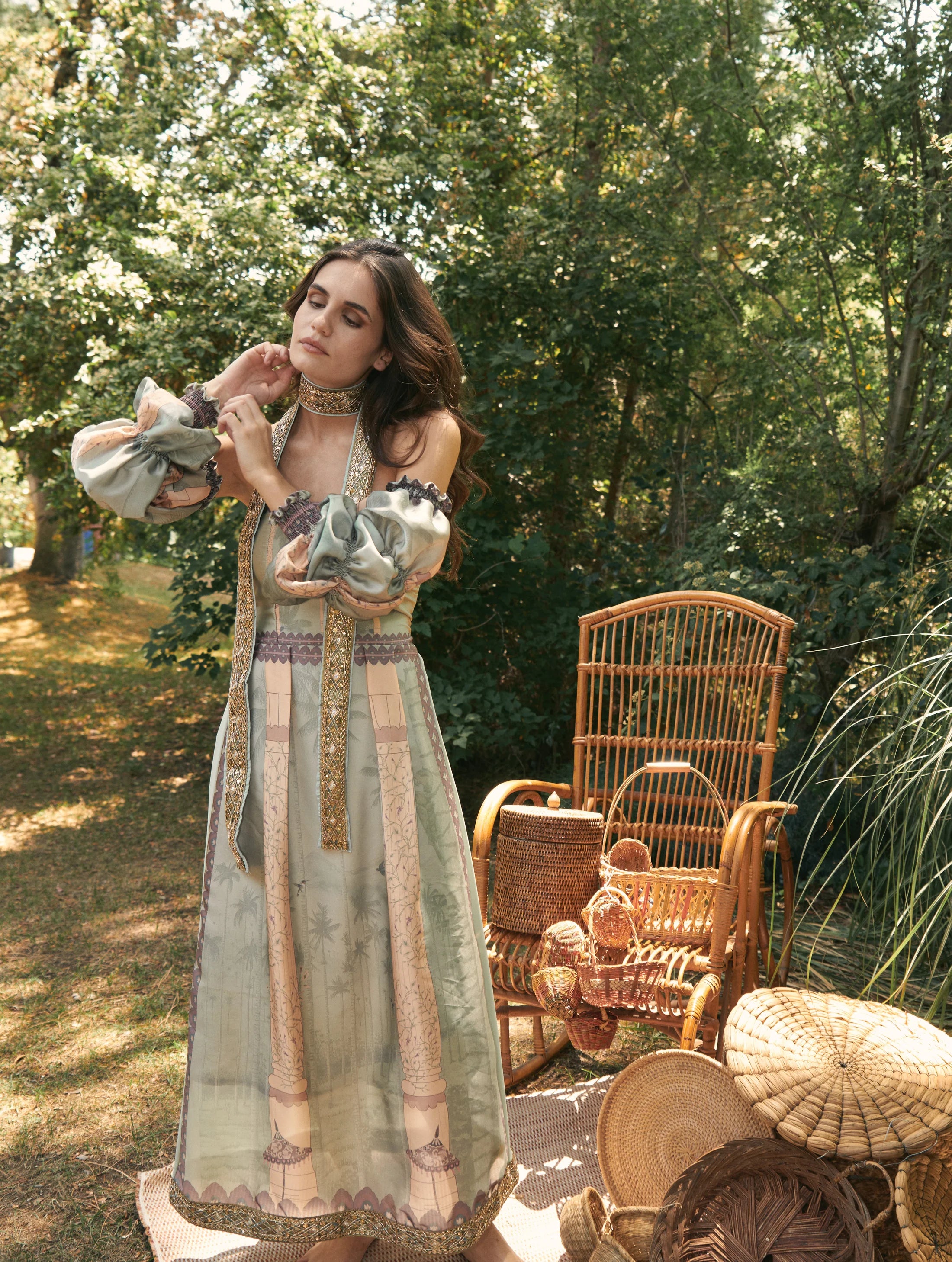 Vestido Brillo entre Palmeras Pistacho