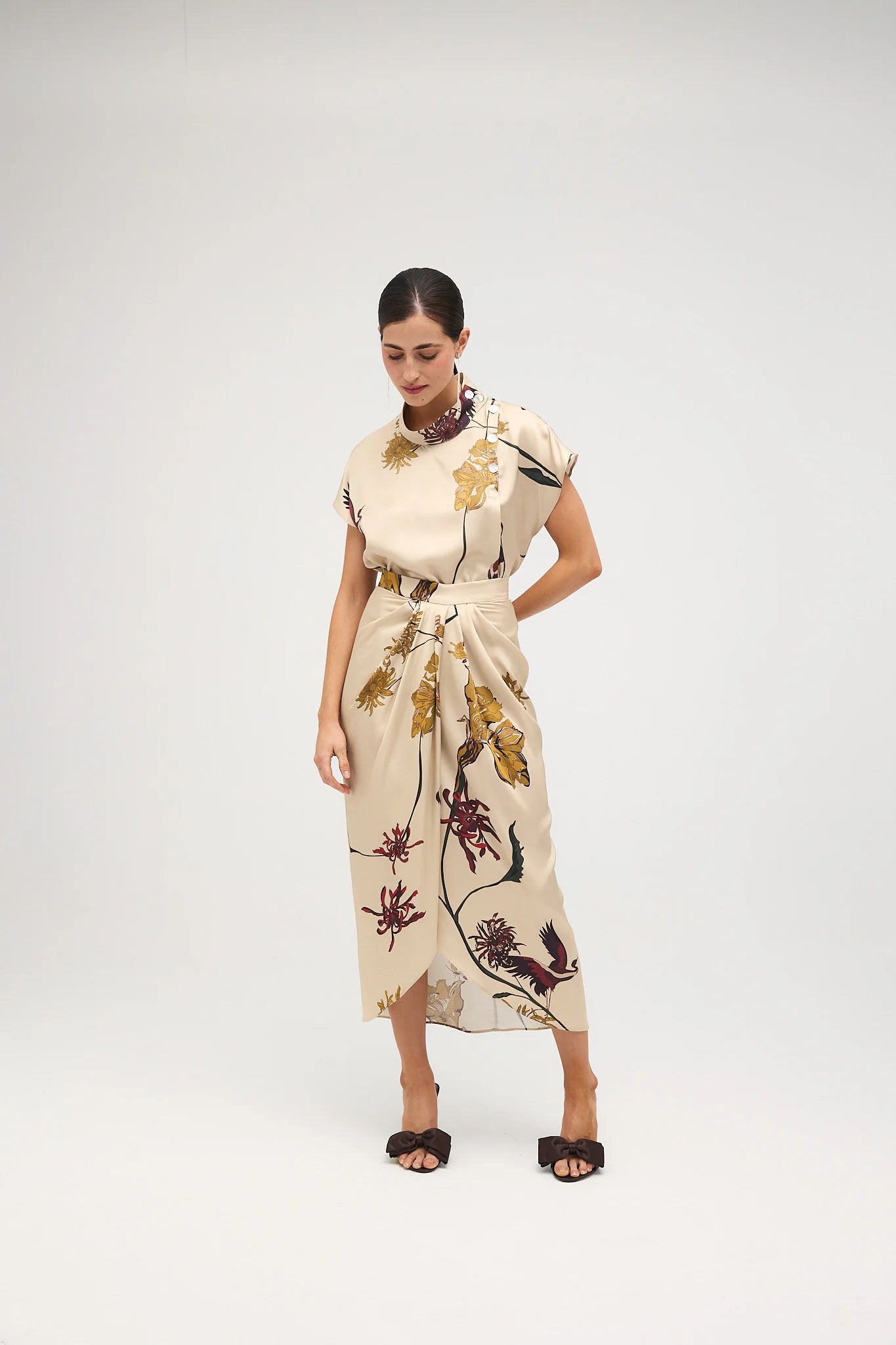 Blusa Julieta Flora Marfil