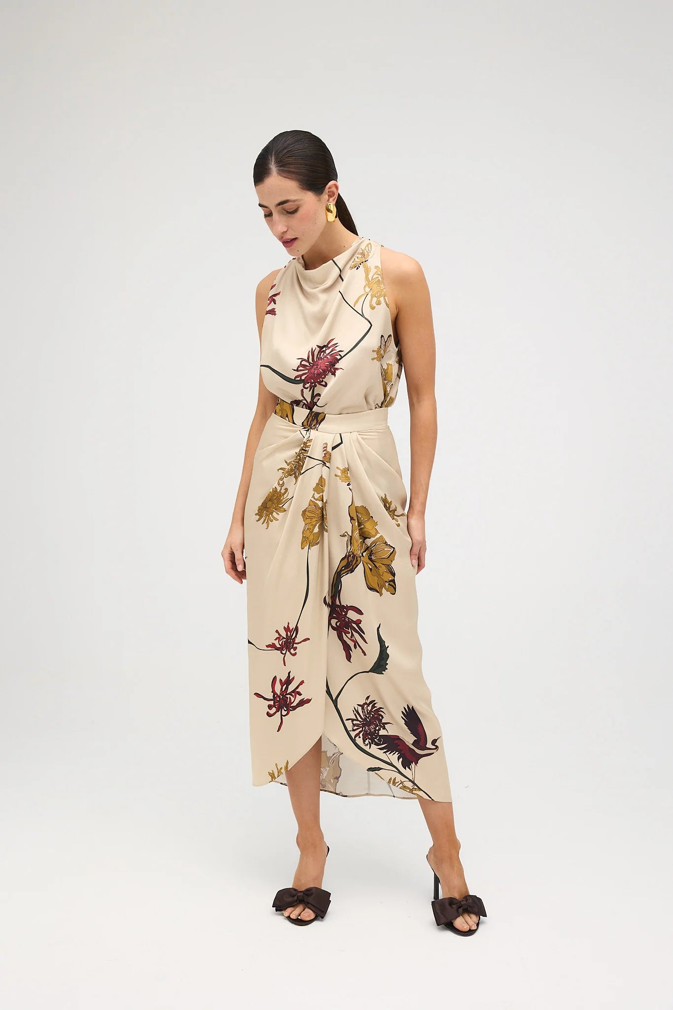 Falda Maroon Flora Marfil