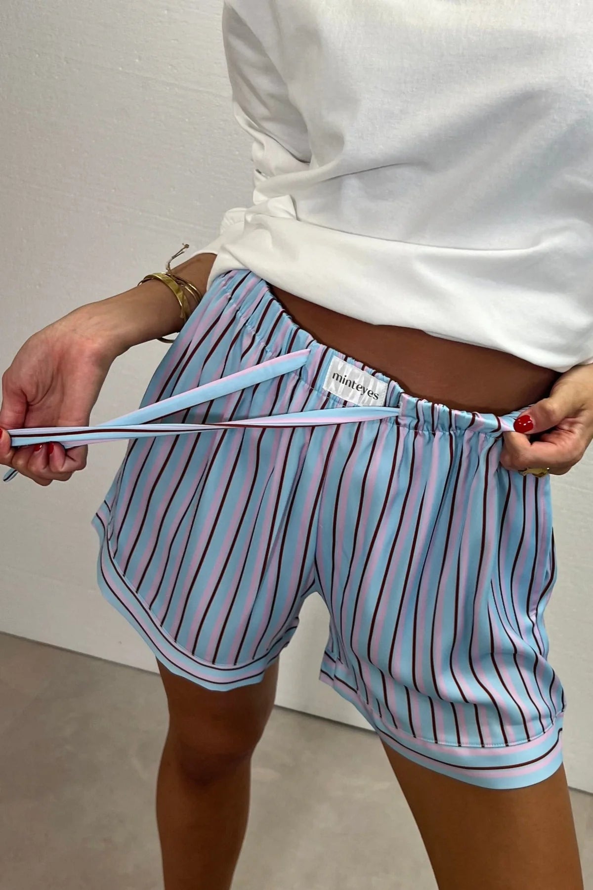 Alex Satin Sort Pants Light Blue Stripes