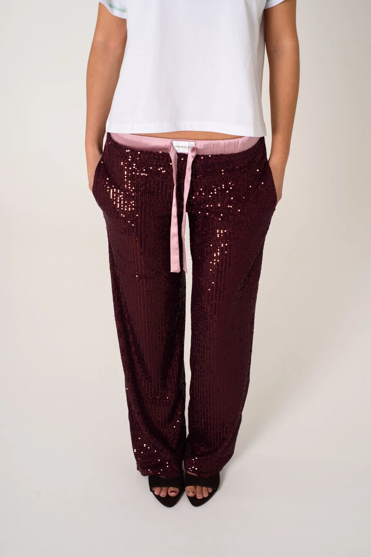 Rousse Pants Light Burgundy Sequins