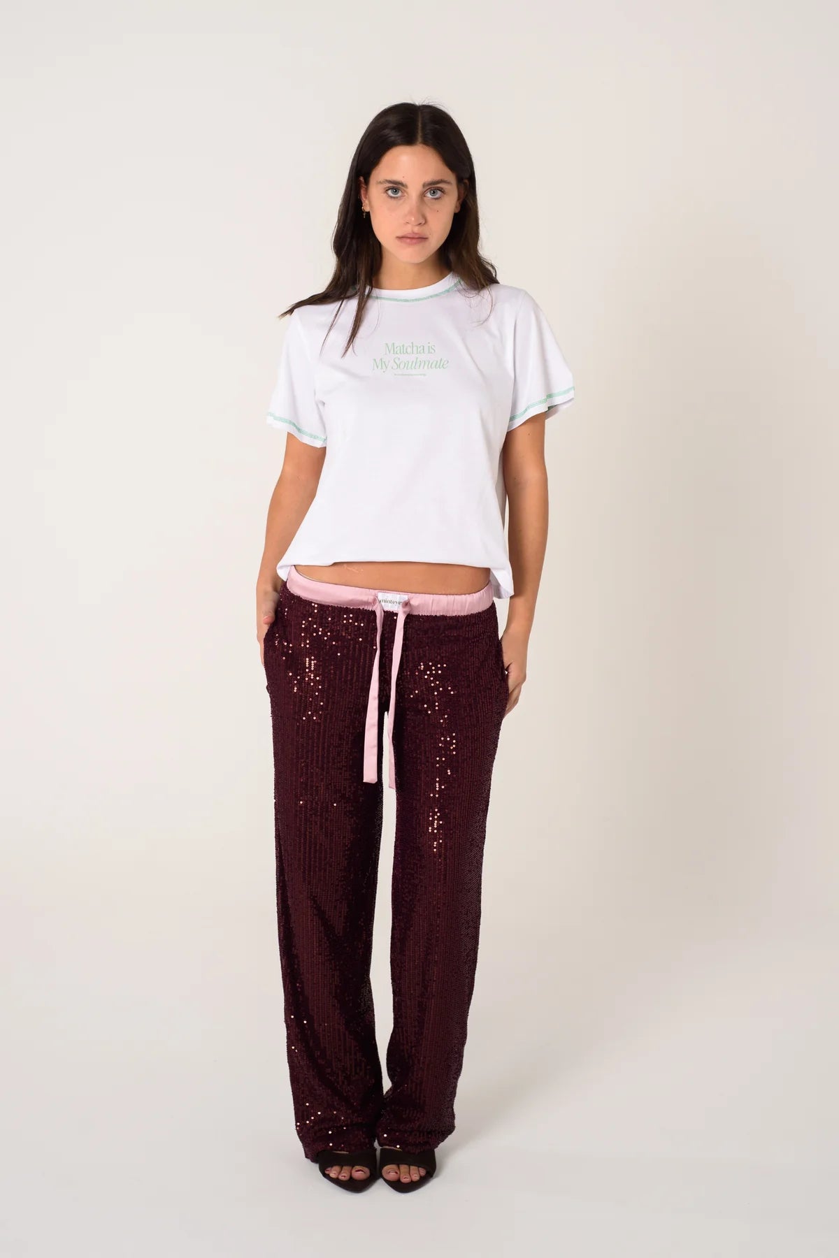Rousse Pants Light Burgundy Sequins
