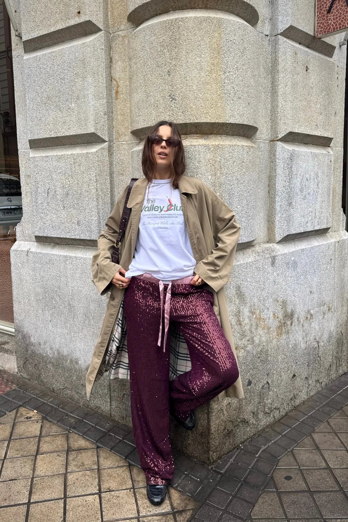 Rousse Pants Light Burgundy Sequins