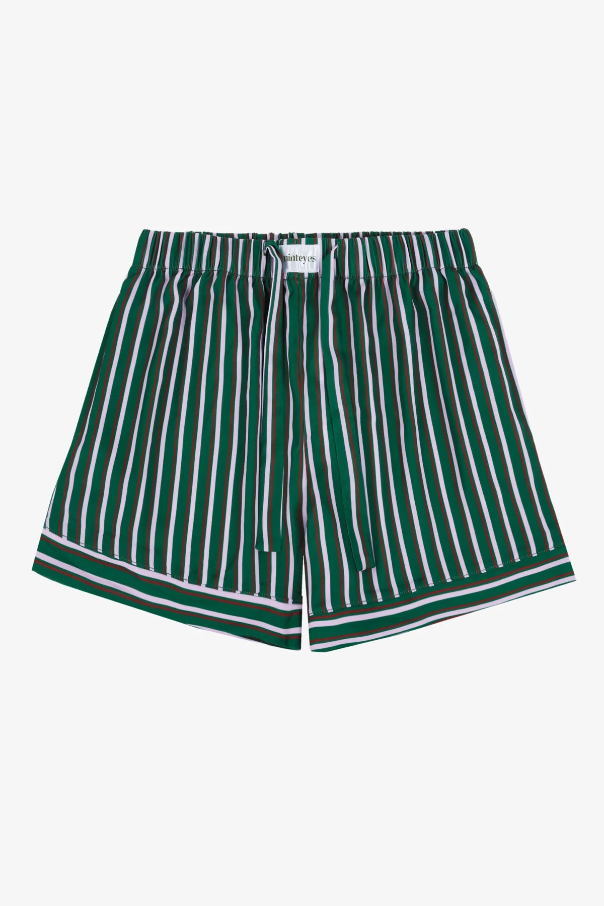 Alex Satin Short Pants Dark Green Stripes