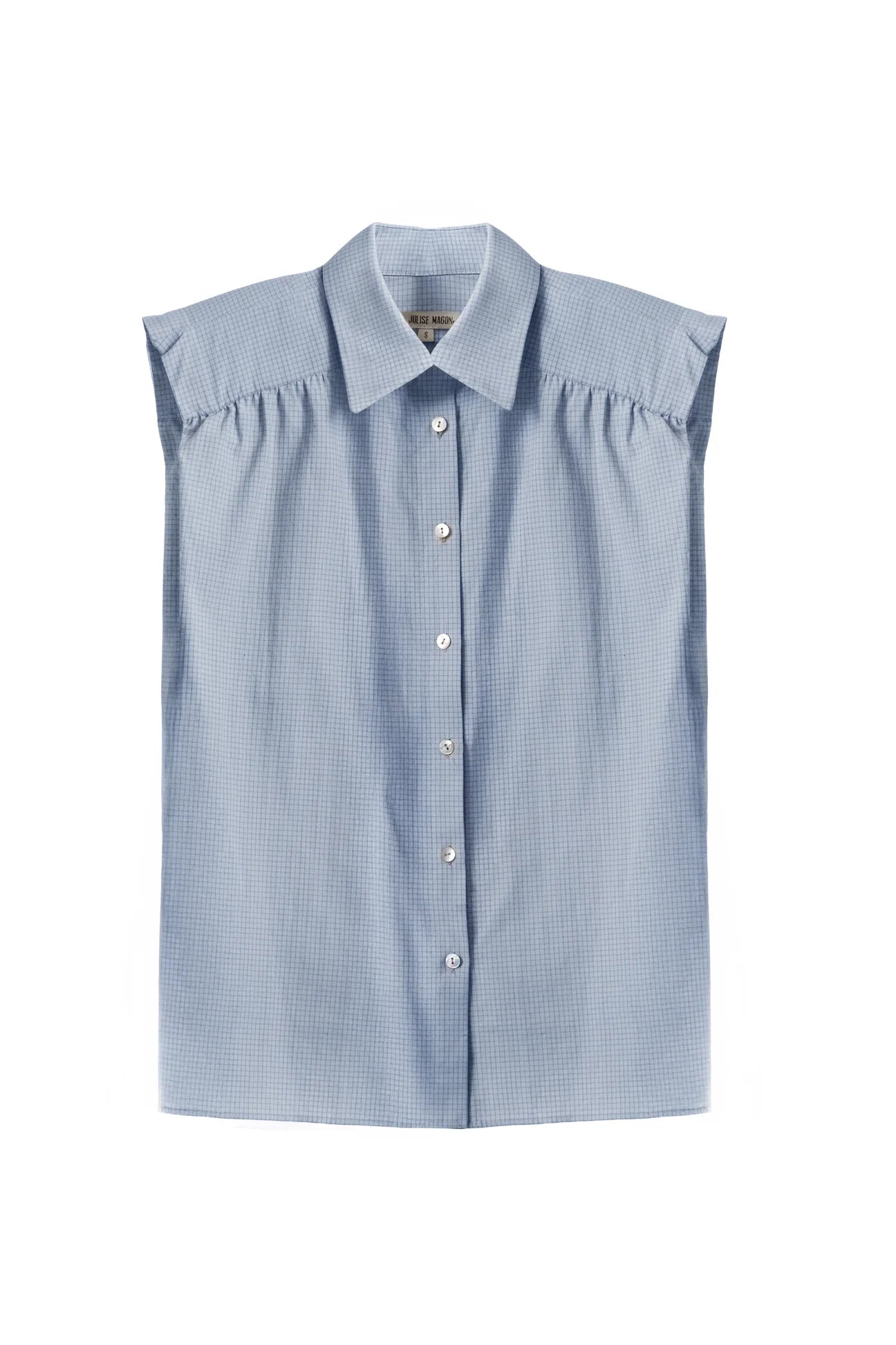 Camisa Marieta Sin Mangas  Cuadros Azul Tiza