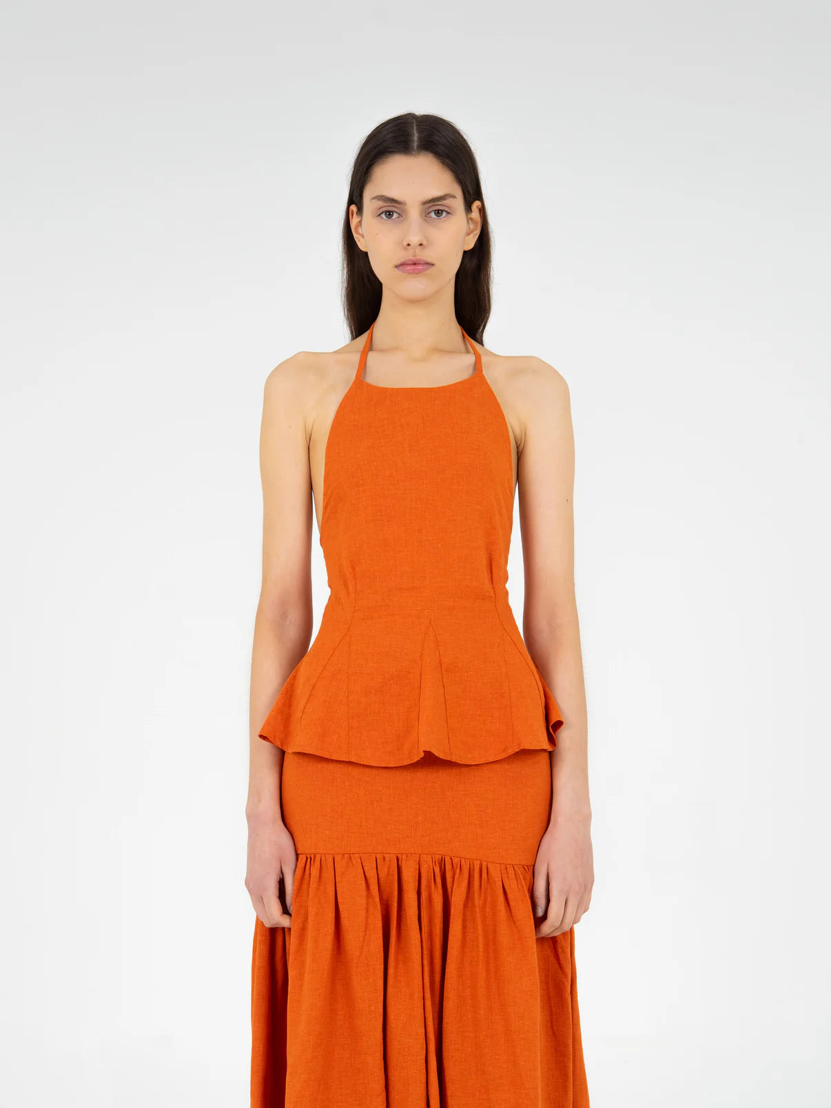 LEO TERRACOTTA LINEN TOP