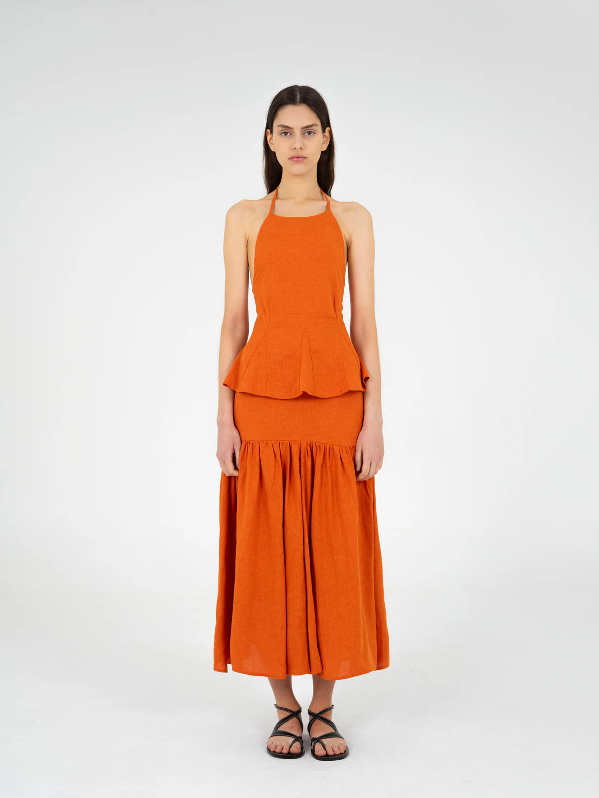 LEO TERRACOTTA LINEN TOP