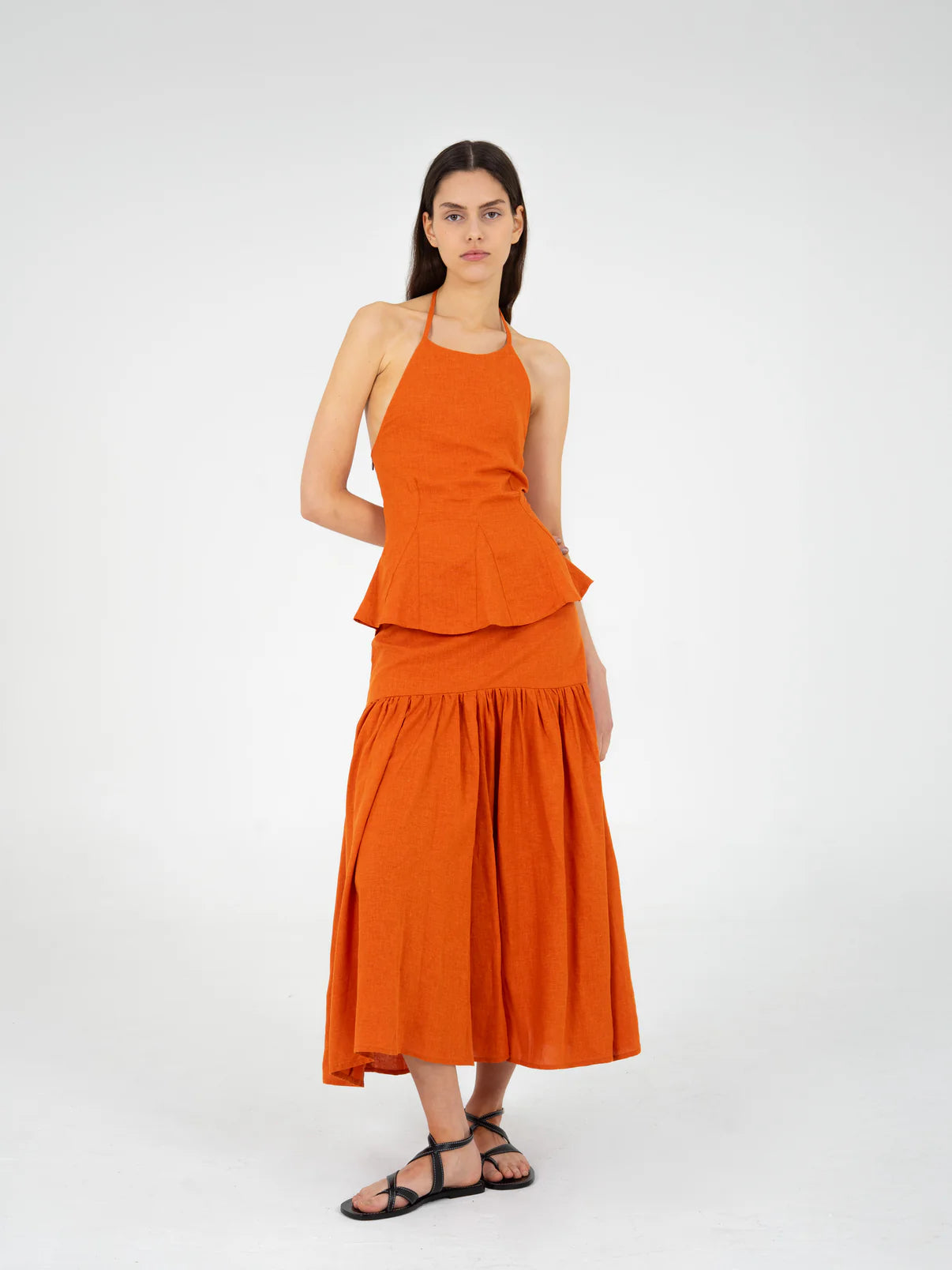 LEO TERRACOTTA LINEN TOP