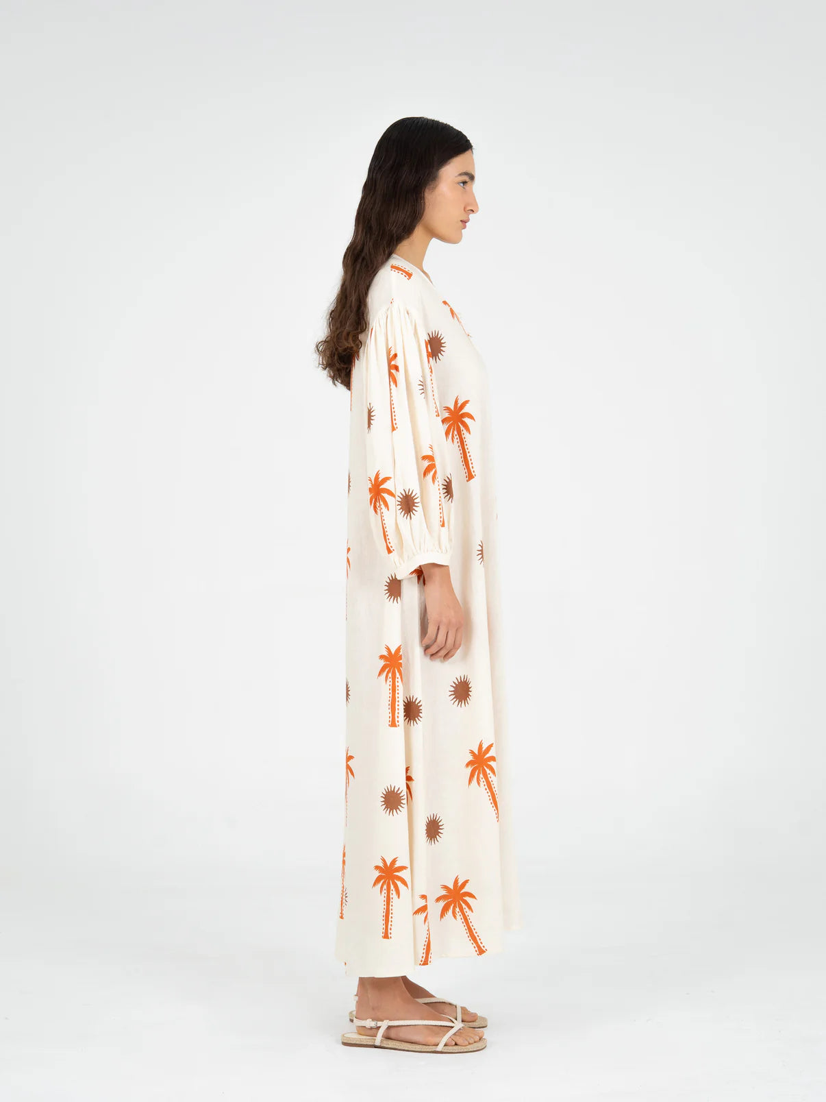 LUX PALM-PRINTED MAXI DRESS