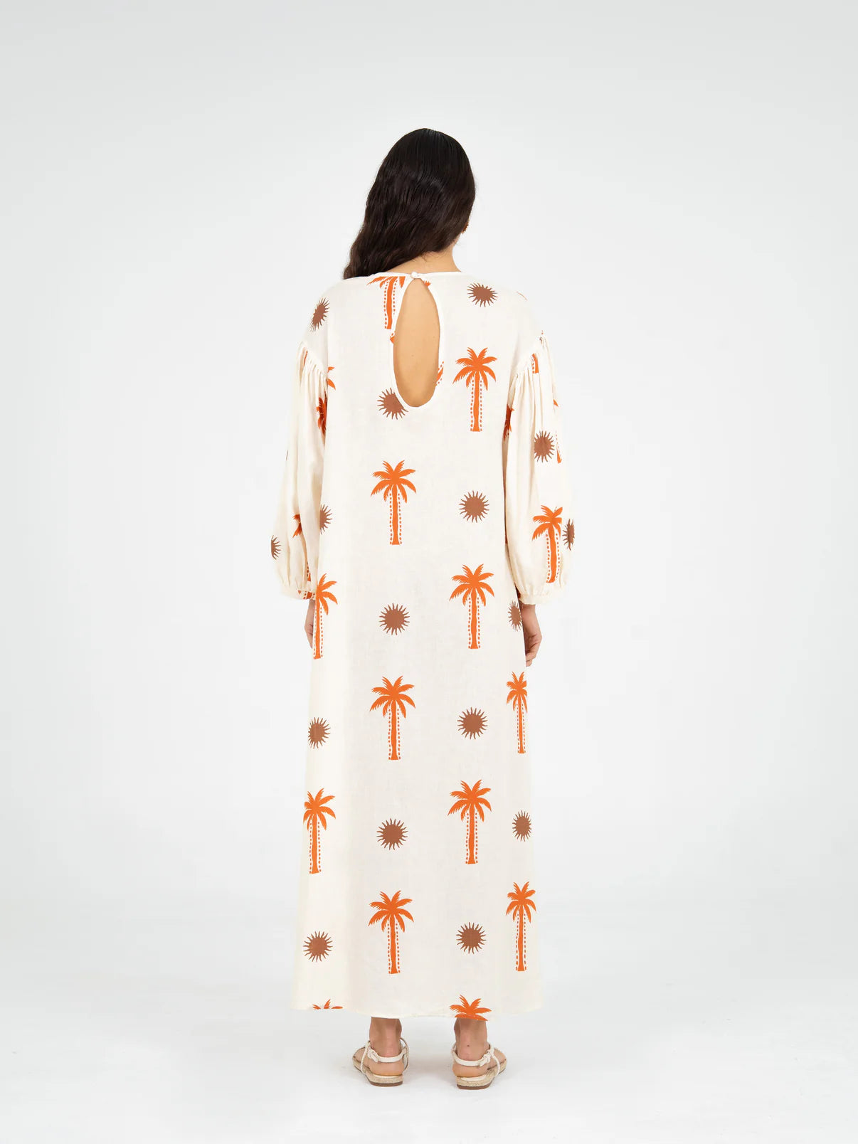 LUX PALM-PRINTED MAXI DRESS