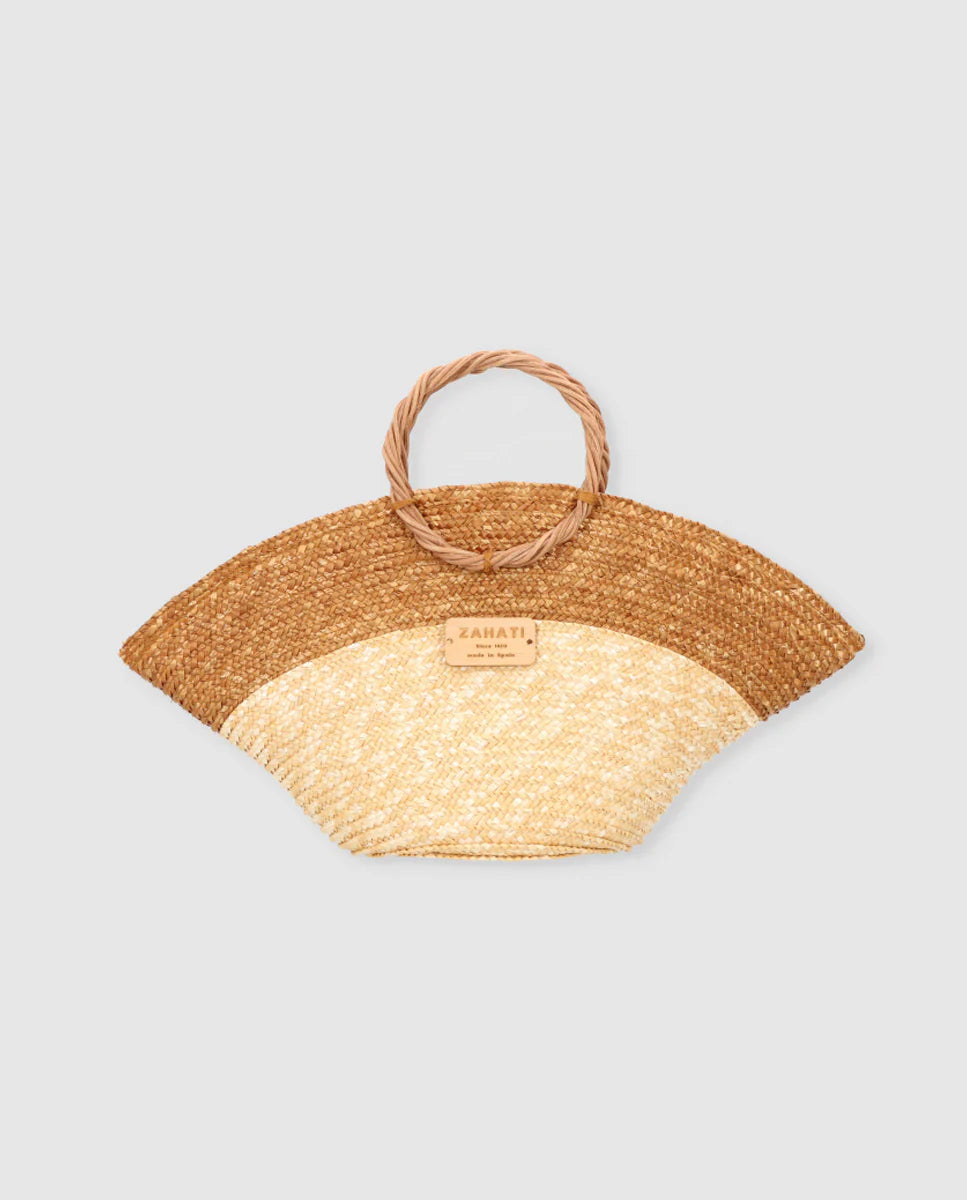 Hatbag Mini Bicolor Bronce y Natural de Paja de Trigo