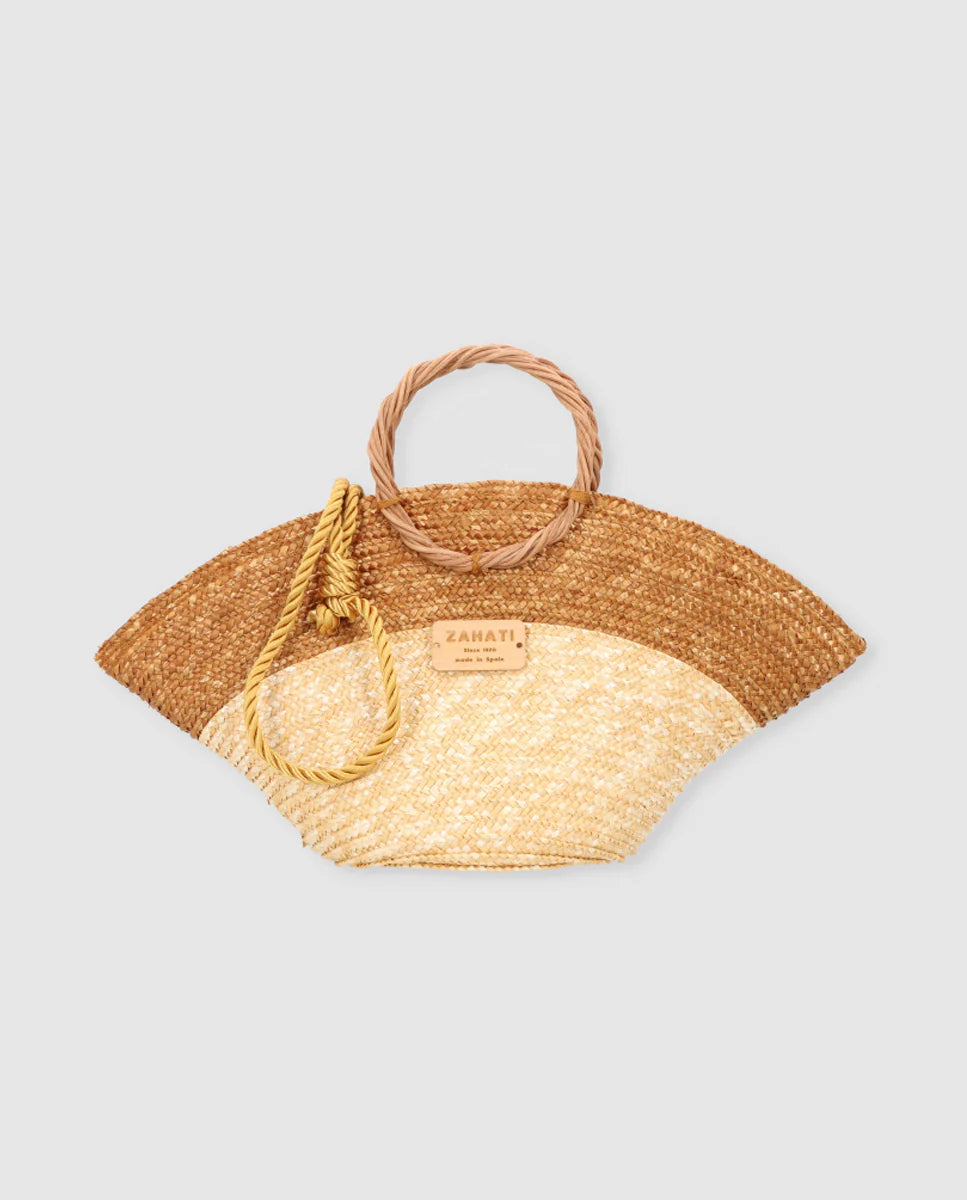 Hatbag Mini Bicolor Bronce y Natural de Paja de Trigo