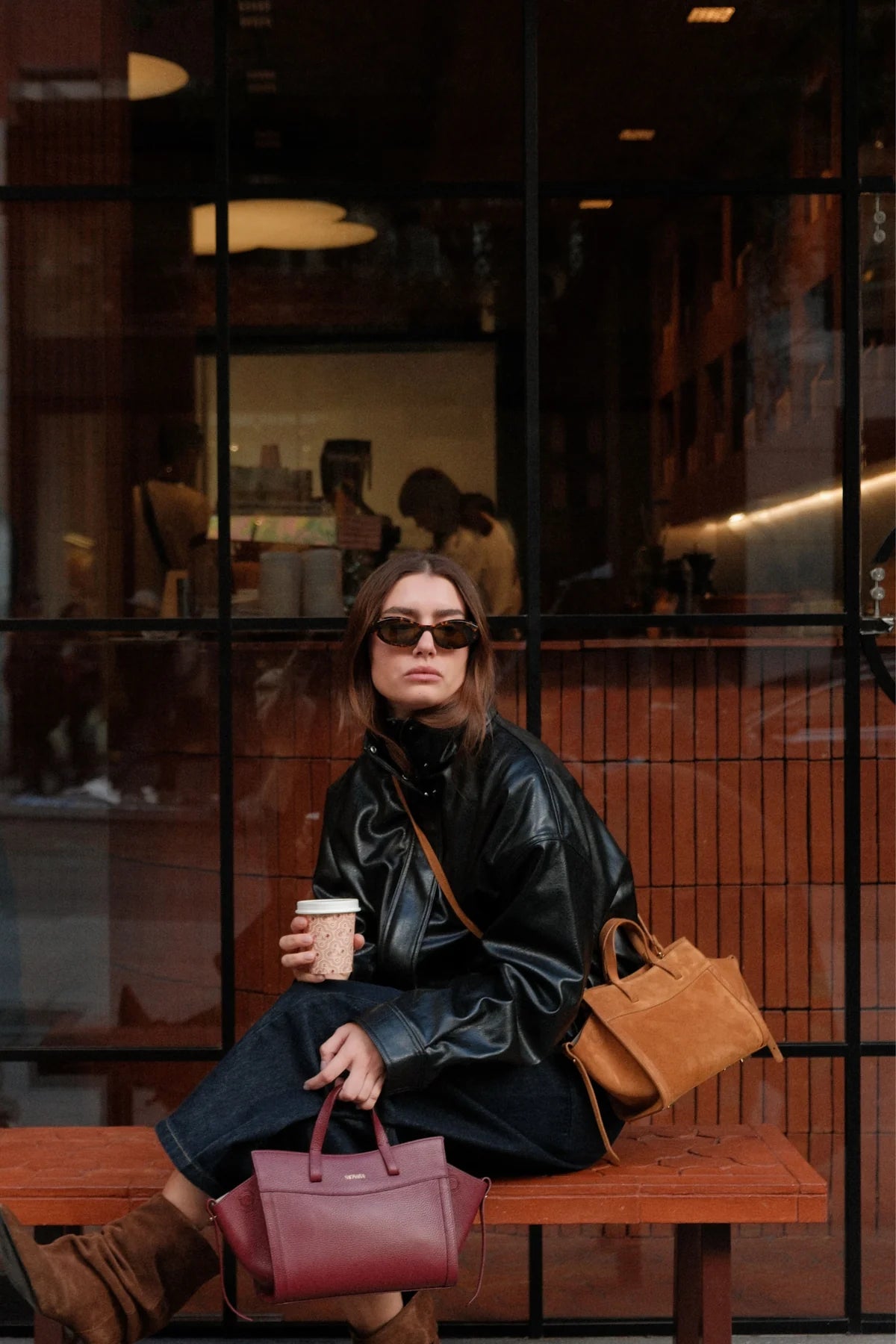 Mini Shopping Camel Suede