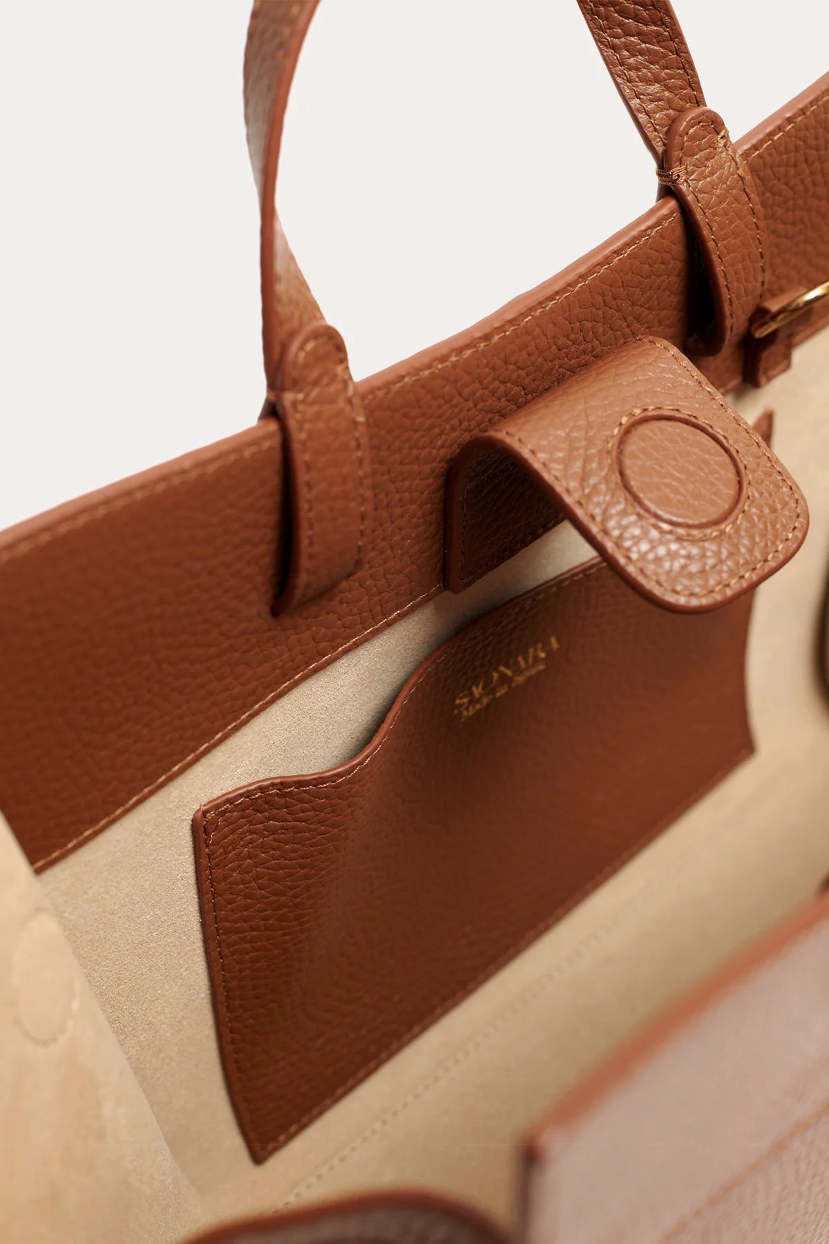 Mini Shopping Bag Chestnut Piel