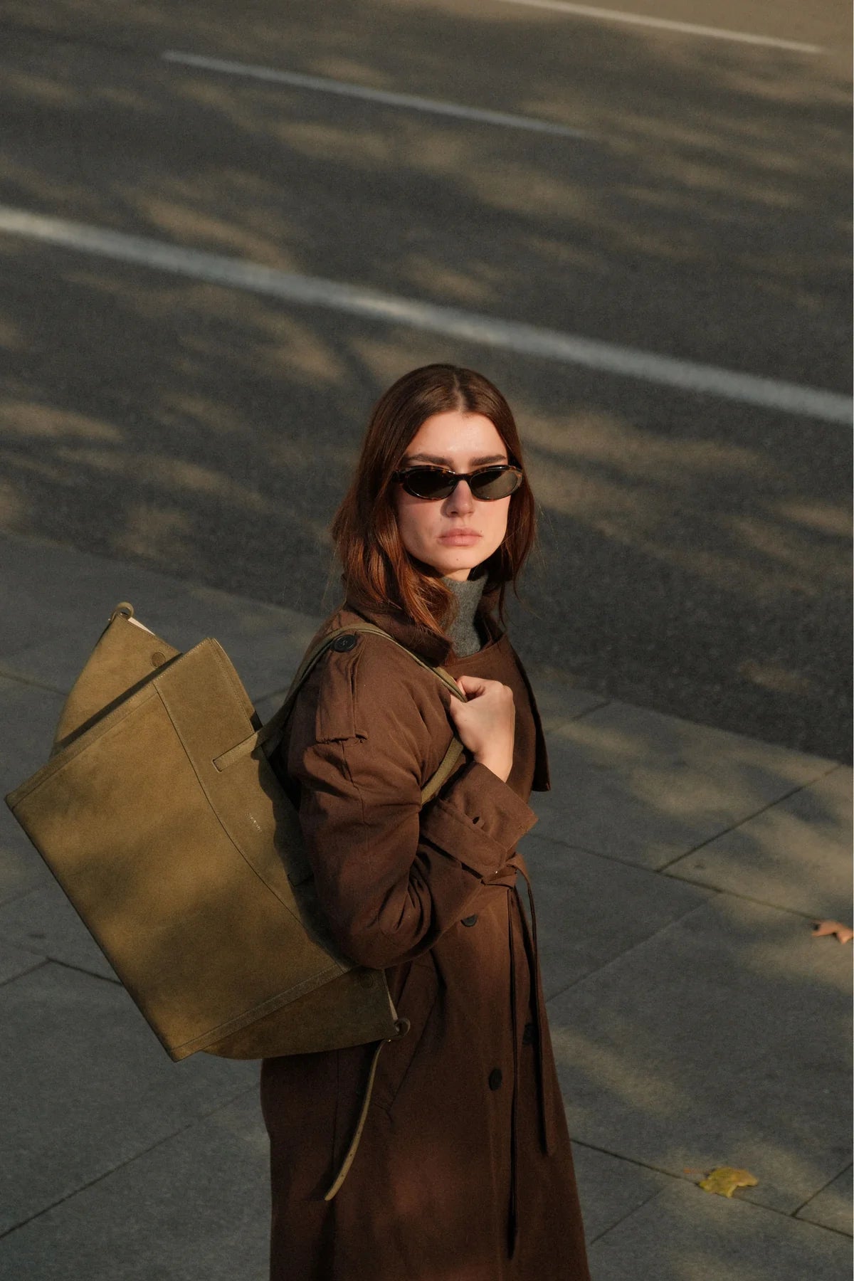 Shopping Bag Olive Suede